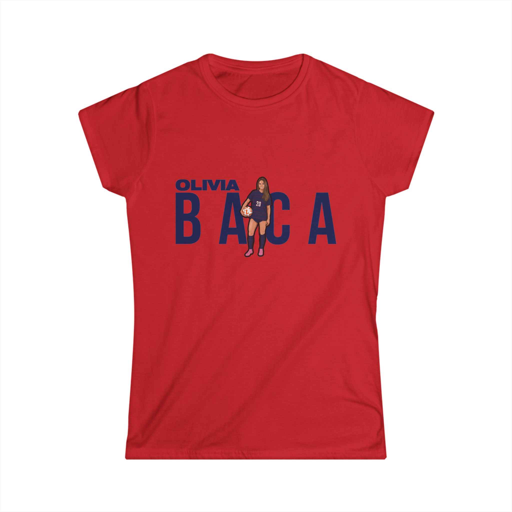 Women's Softstyle Tee — character_player_name in Red