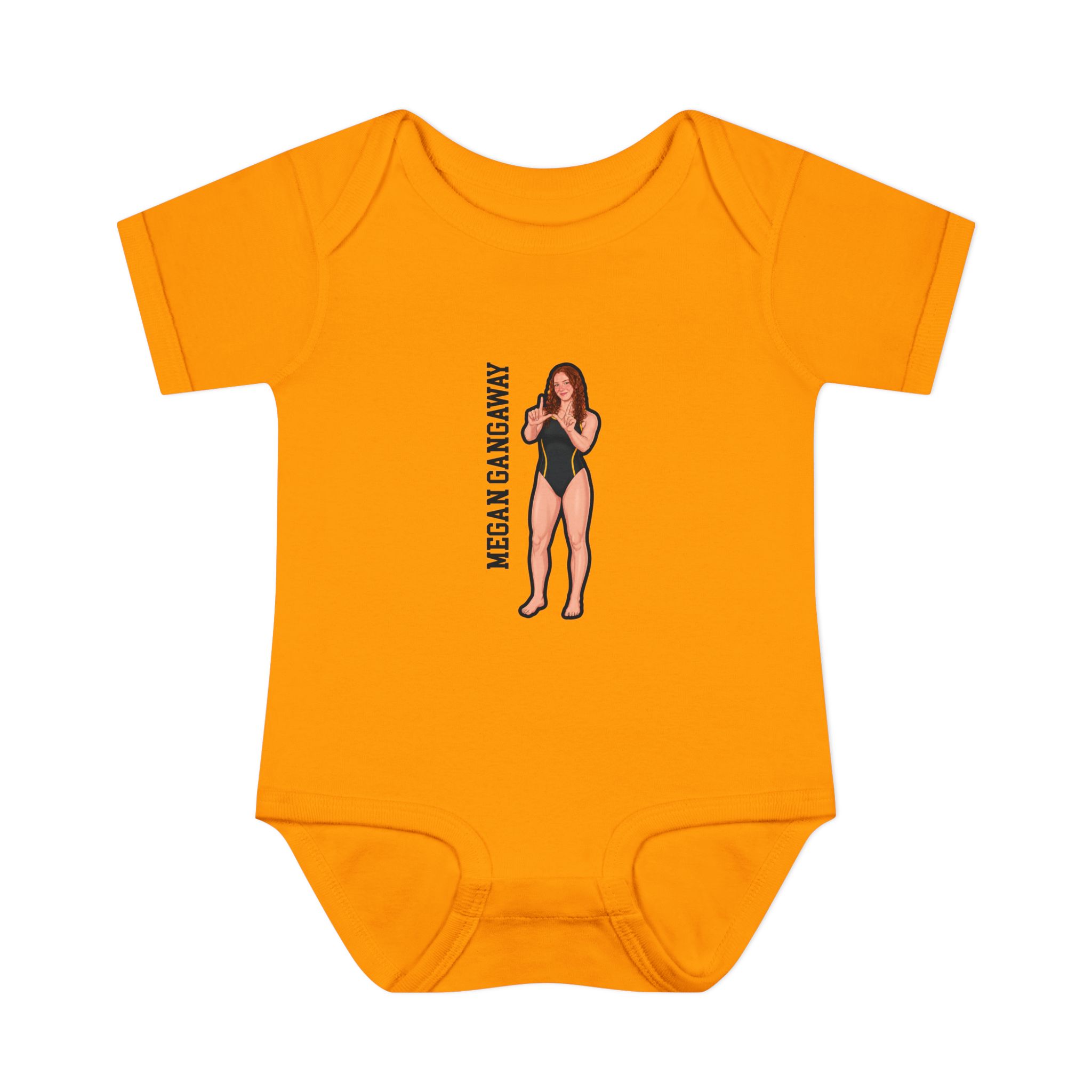 Baby Onesie — character_name_vertical in Gold