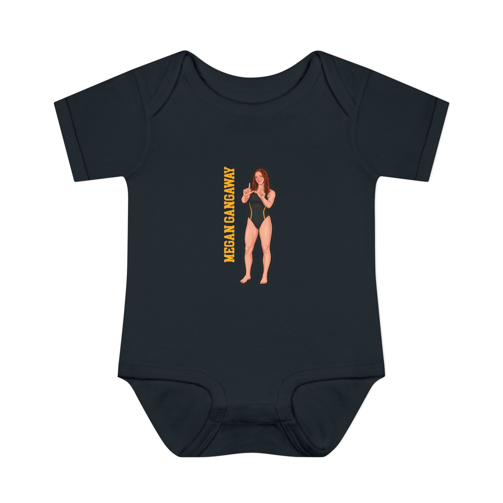 Baby Onesie — character_name_vertical in Black