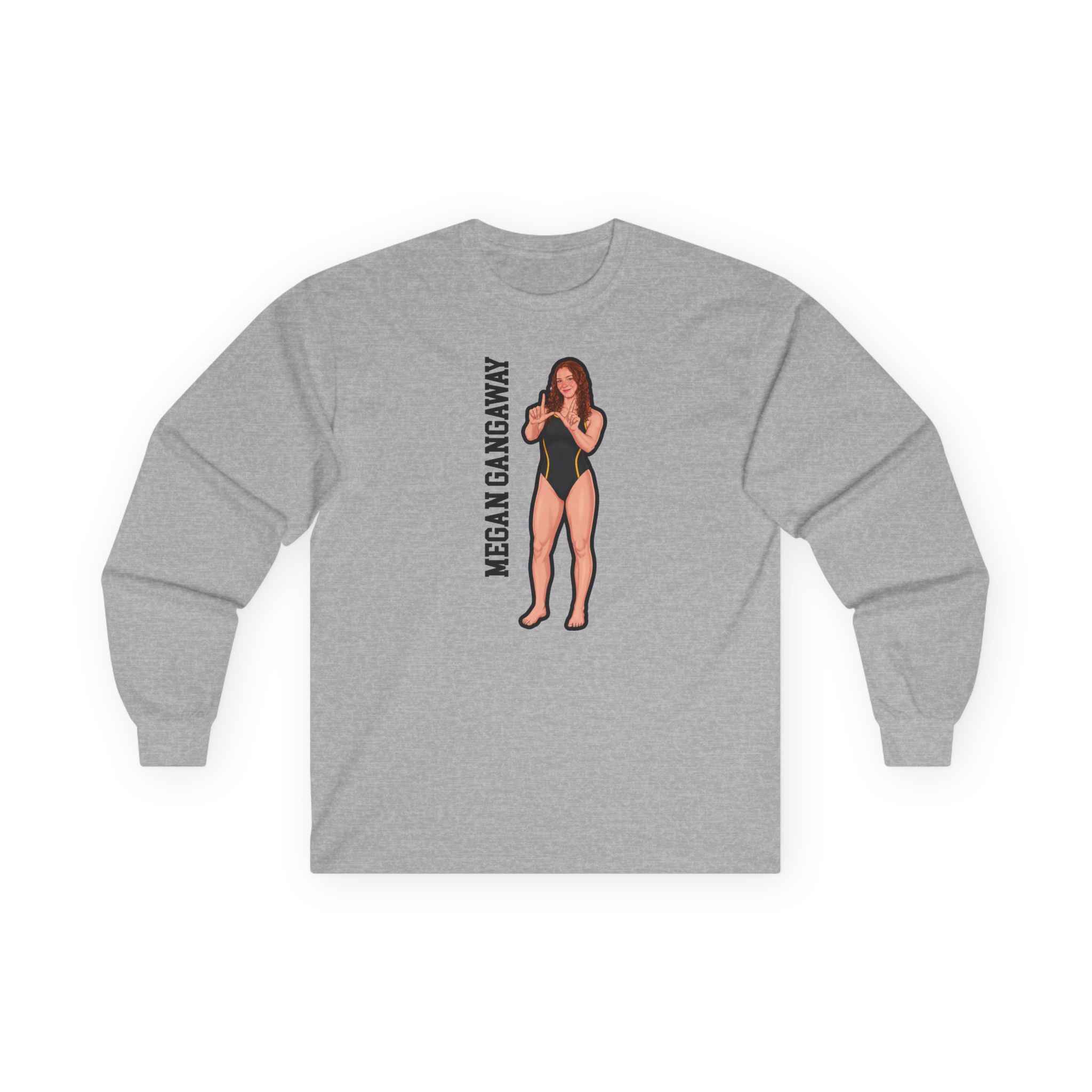 Long Sleeve Tee — character_name_vertical in Grey