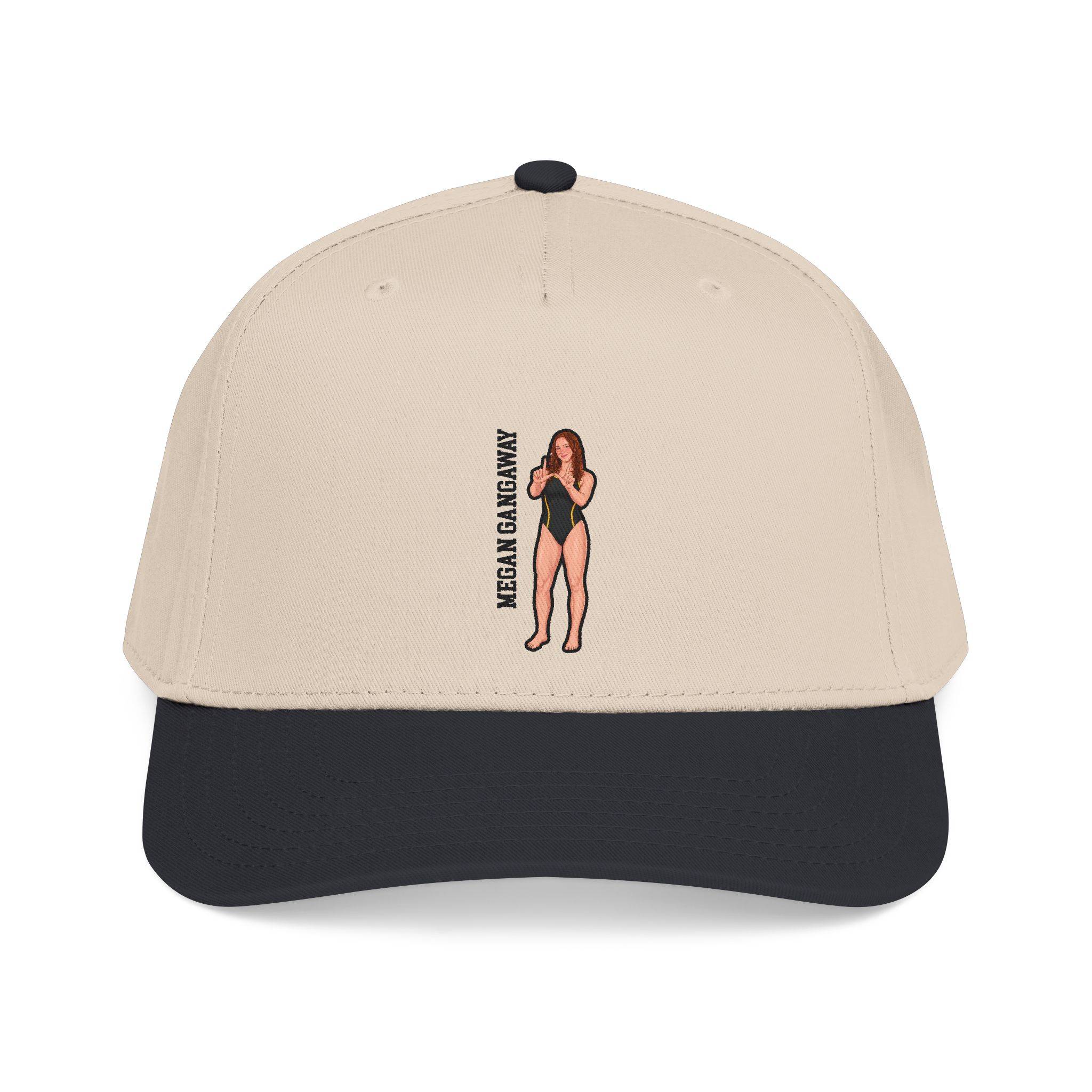 Baseball Cap — character_name_vertical in Black / Natural