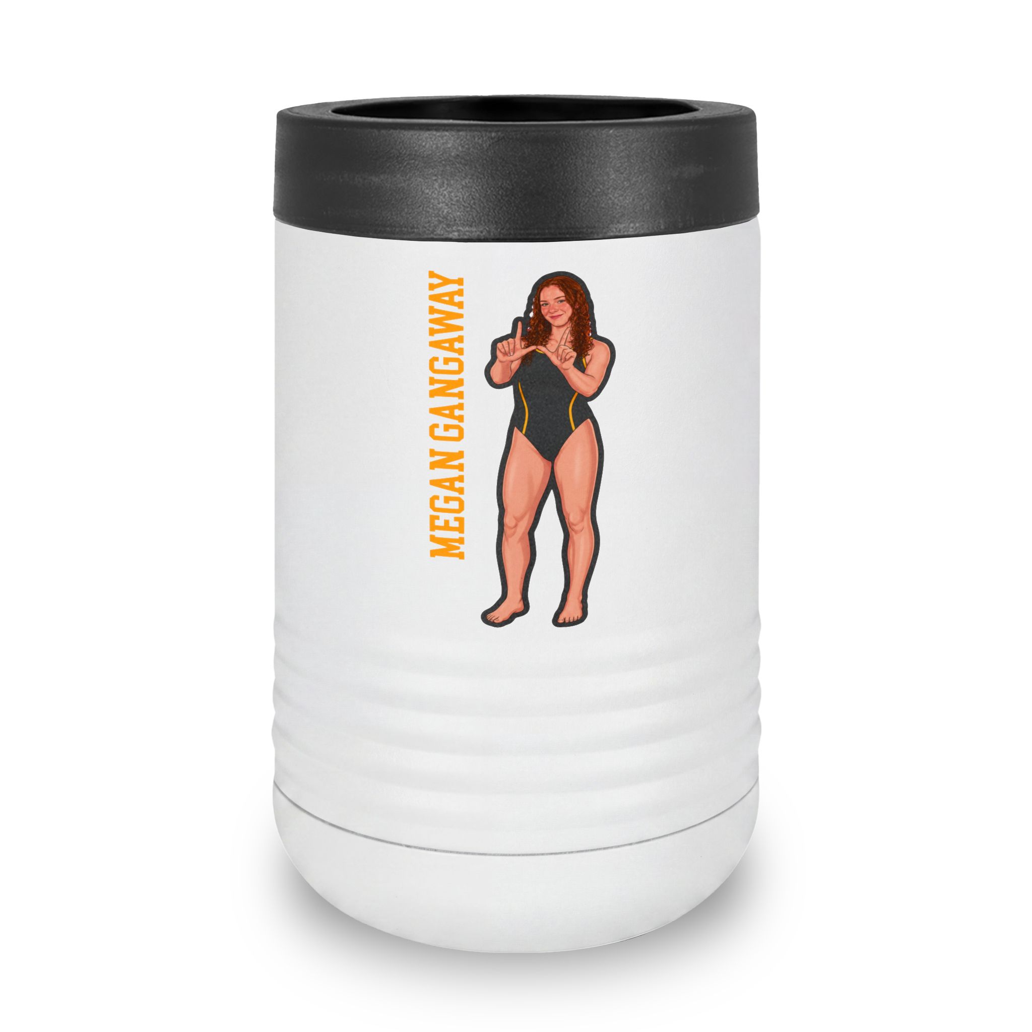 Stainless Can Cooler — character_name_vertical in White