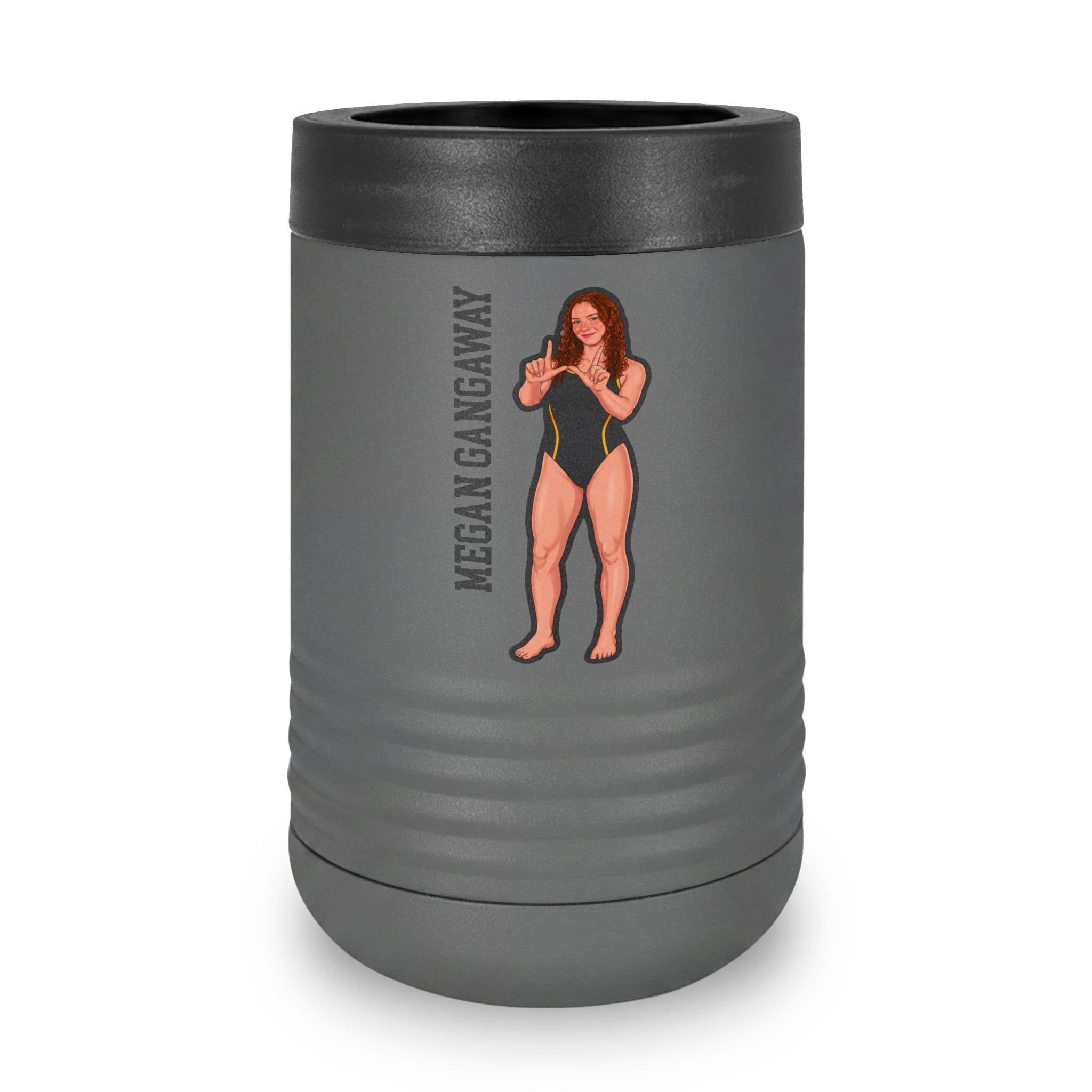 Stainless Can Cooler — character_name_vertical in Grey