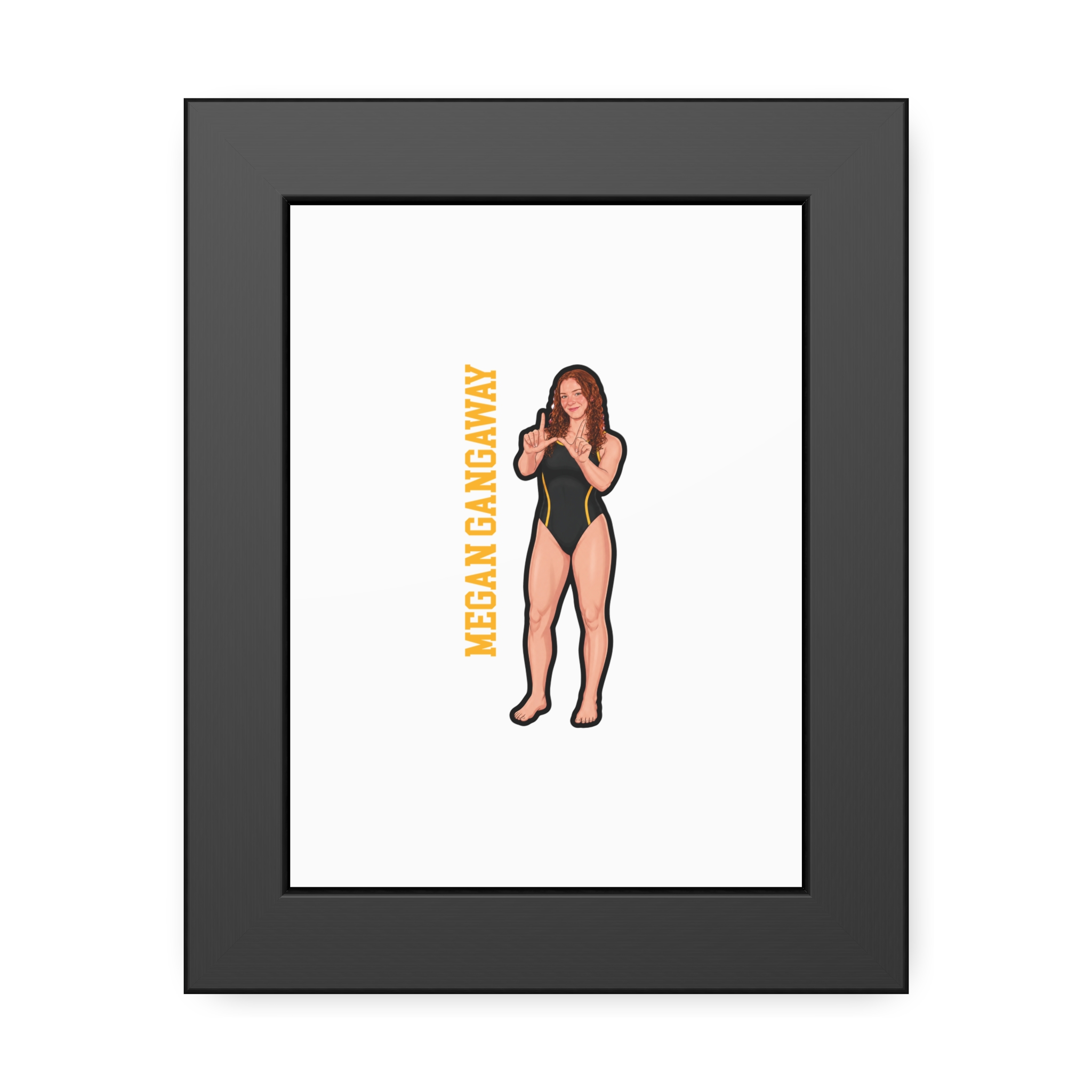 Framed Poster — character_name_vertical in Black