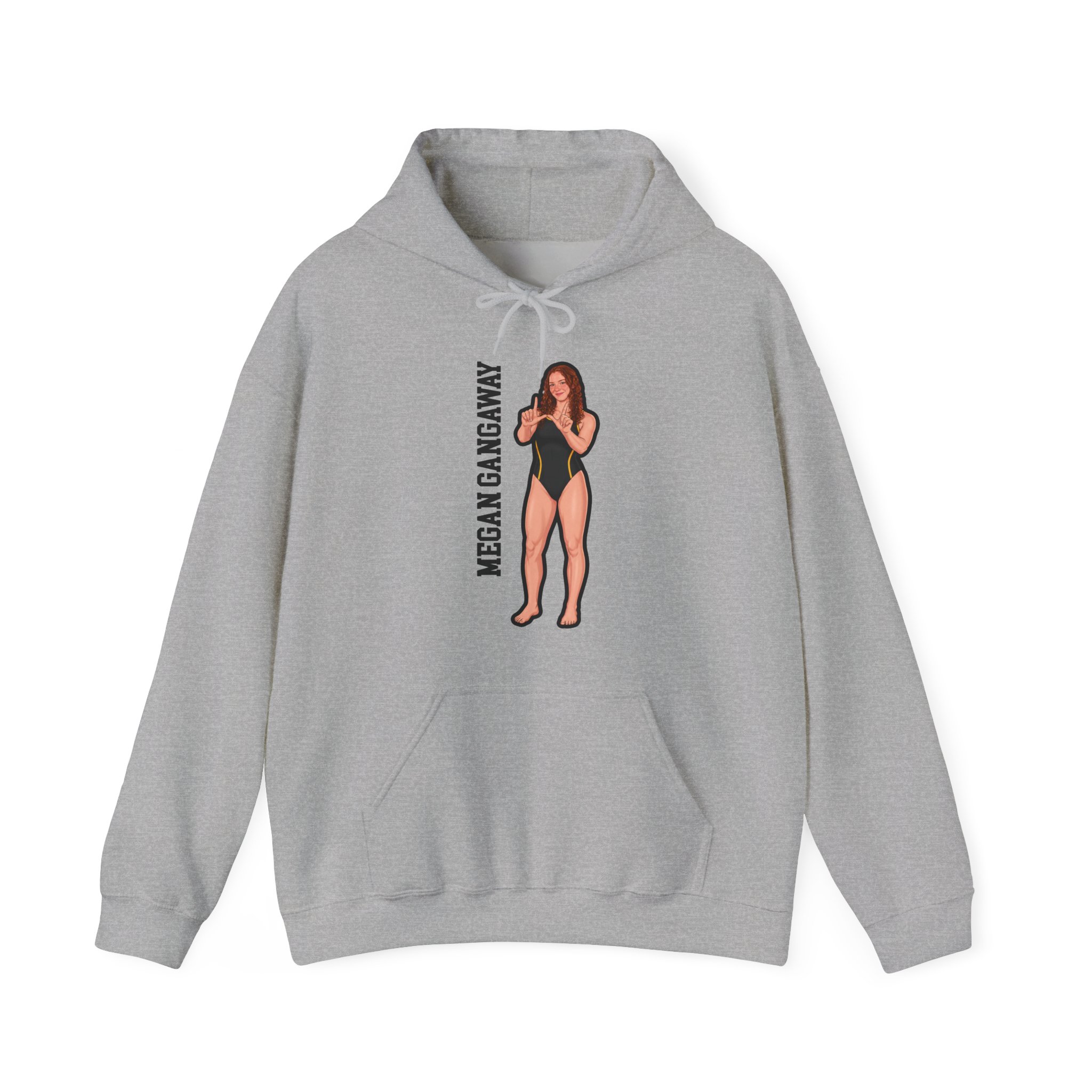 Hoodie — character_name_vertical in Grey