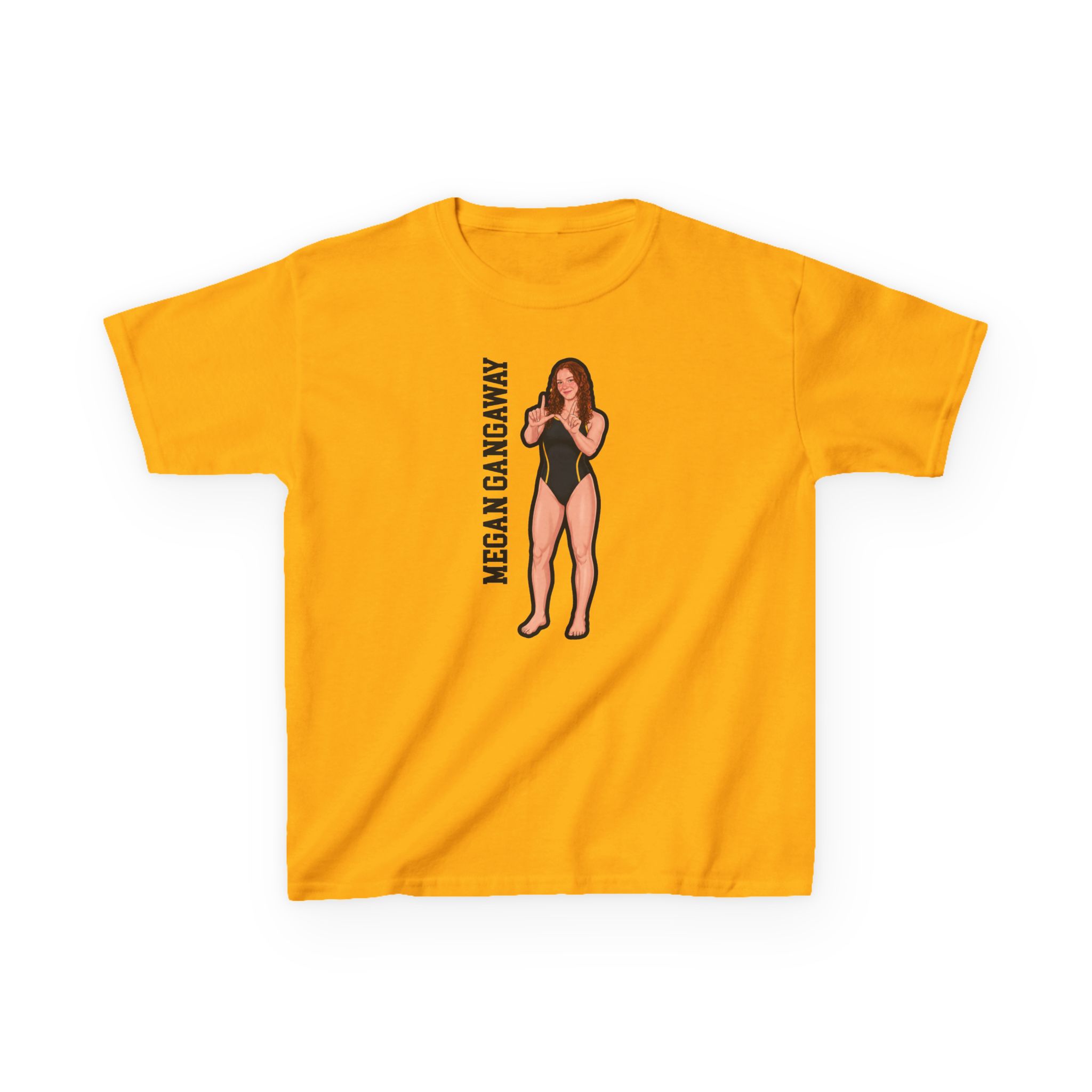 Youth Tee — character_name_vertical in Gold