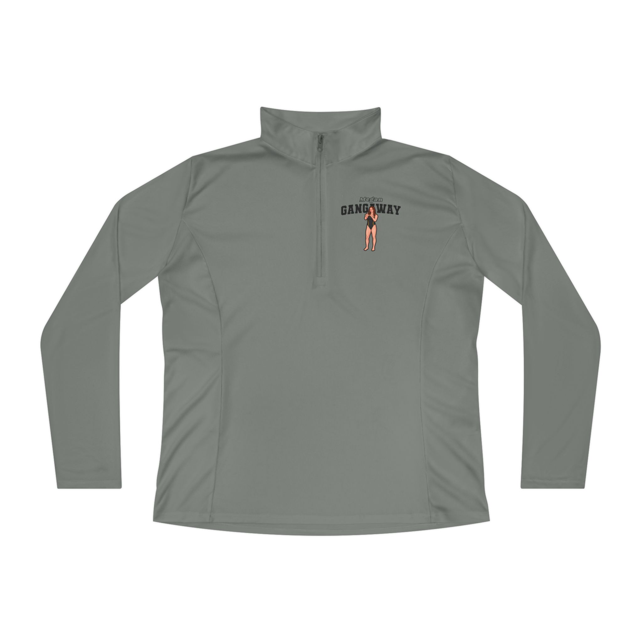 Women's Q-Zip Pullover — character_name_arch in Grey