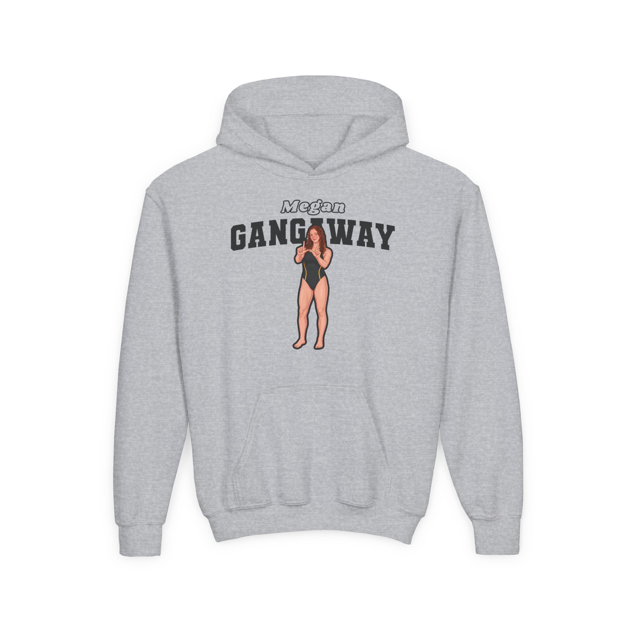 Youth Hoodie — character_name_arch in Grey