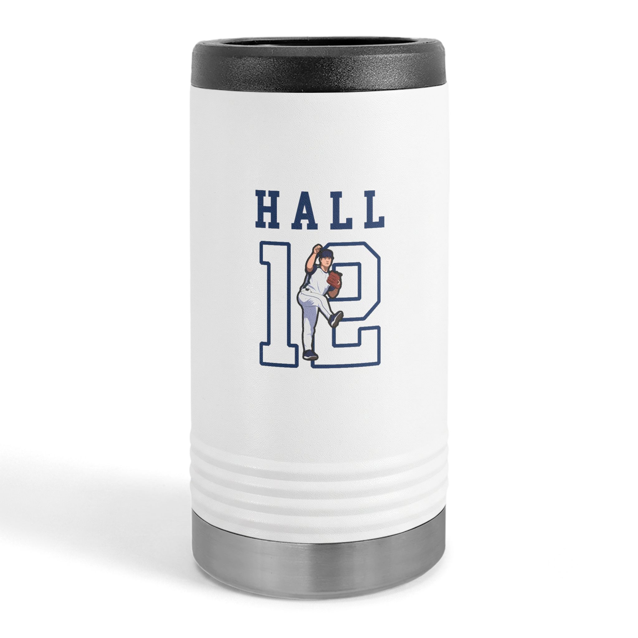 Slim Stainless Can Cooler — character_shirsey in White