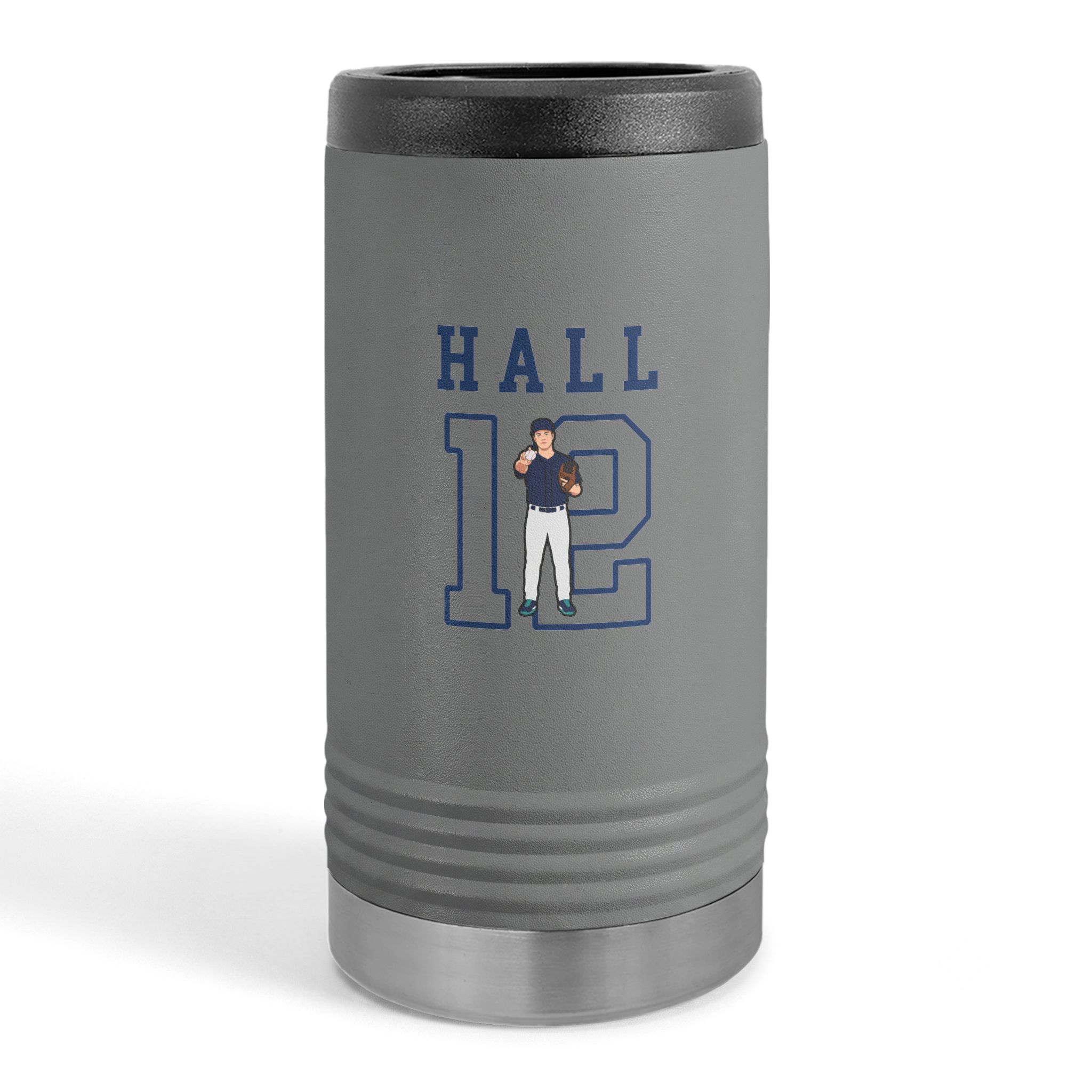 Slim Stainless Can Cooler — character_shirsey in Grey