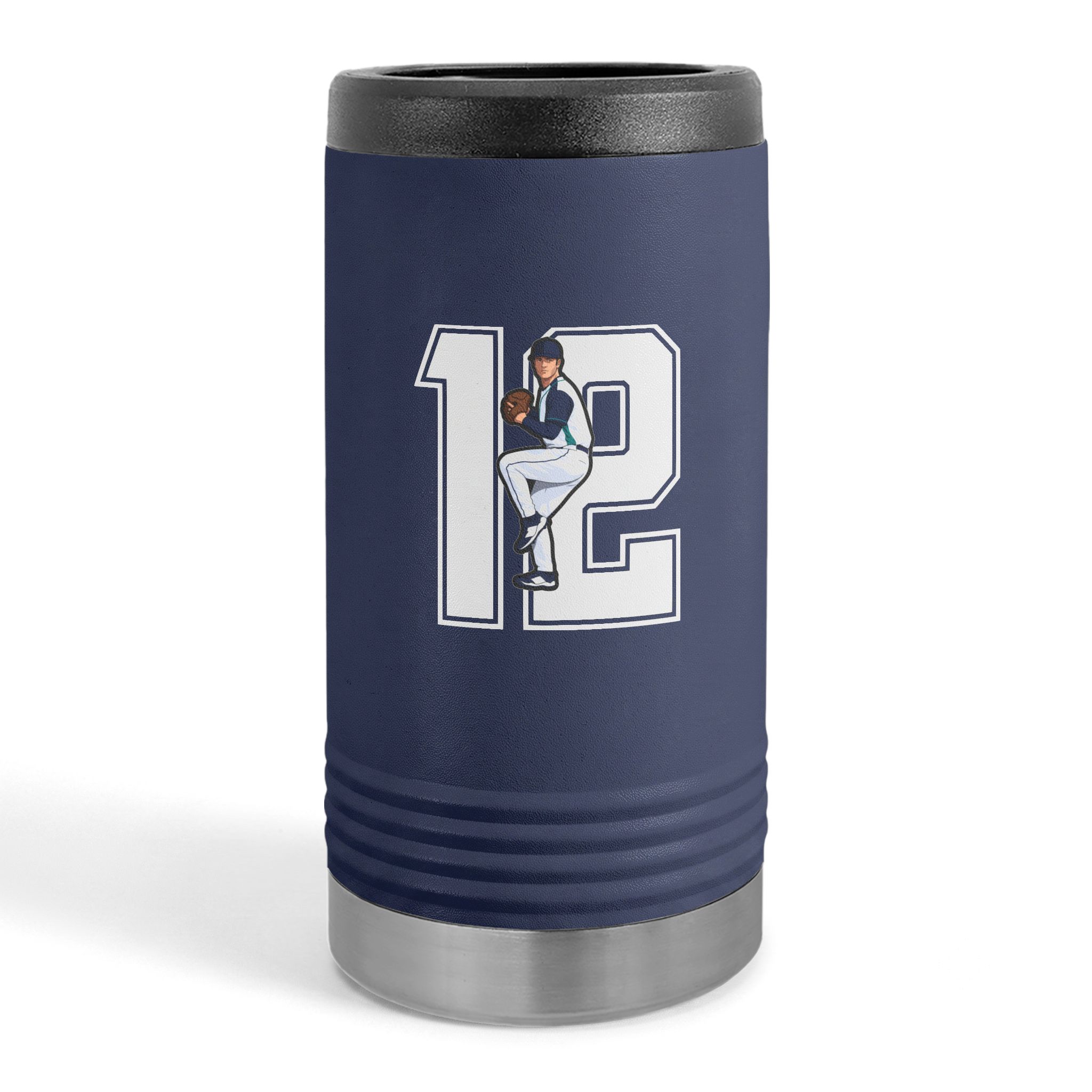 Slim Stainless Can Cooler — character_number in Navy
