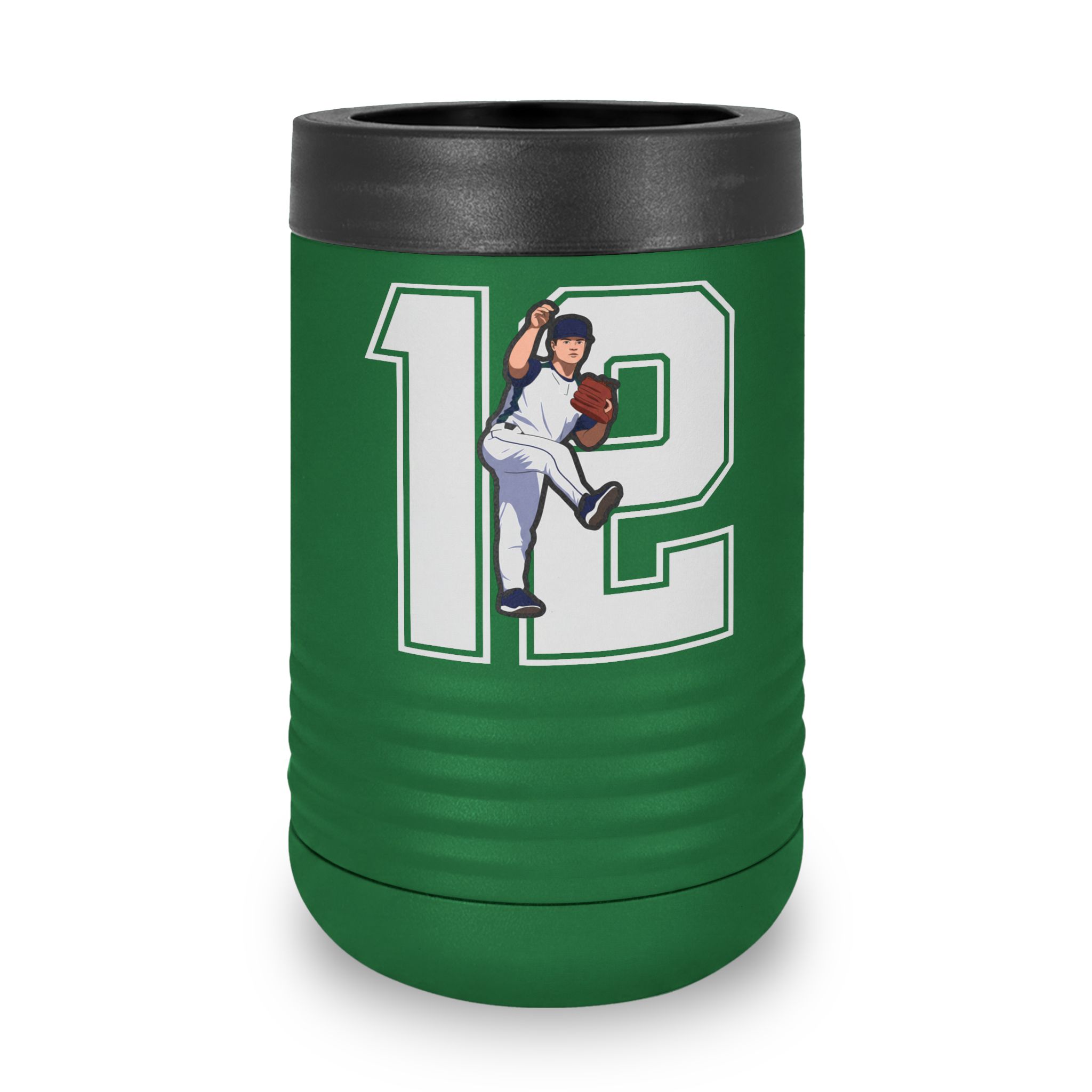 Stainless Can Cooler — character_number in Green