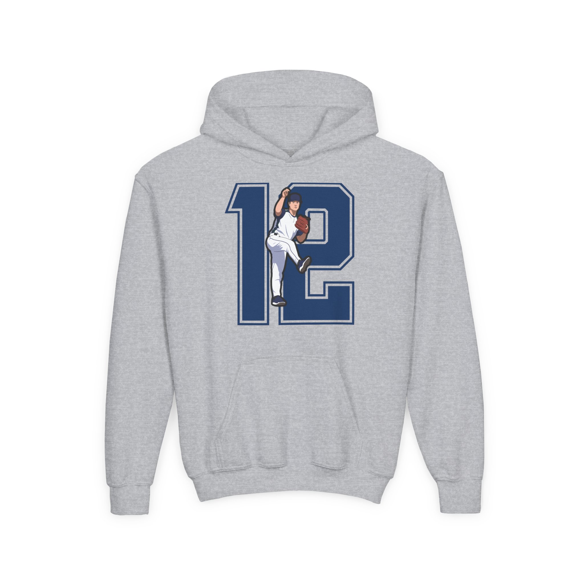 Youth Hoodie — character_number in Grey