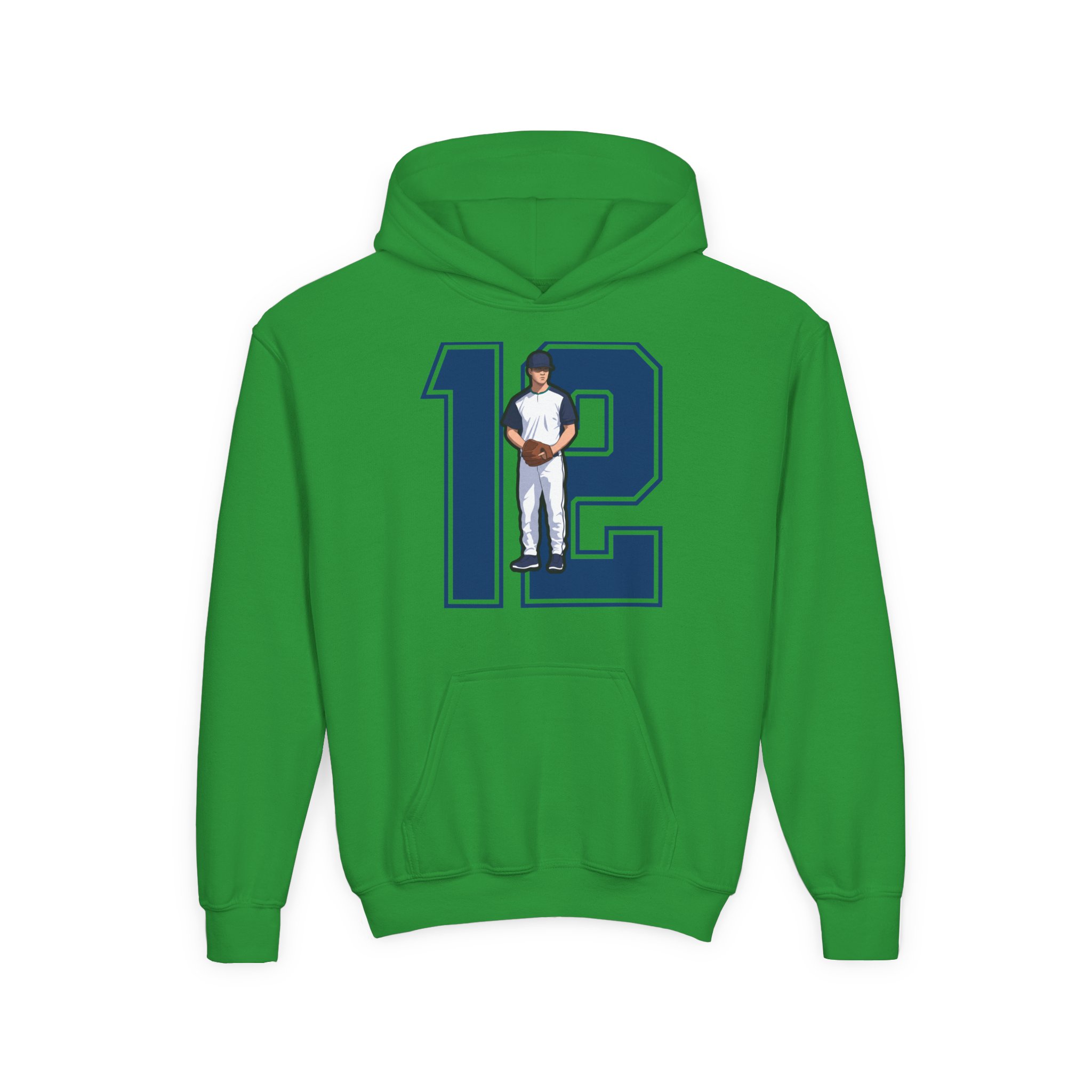 Youth Hoodie — character_number in Green