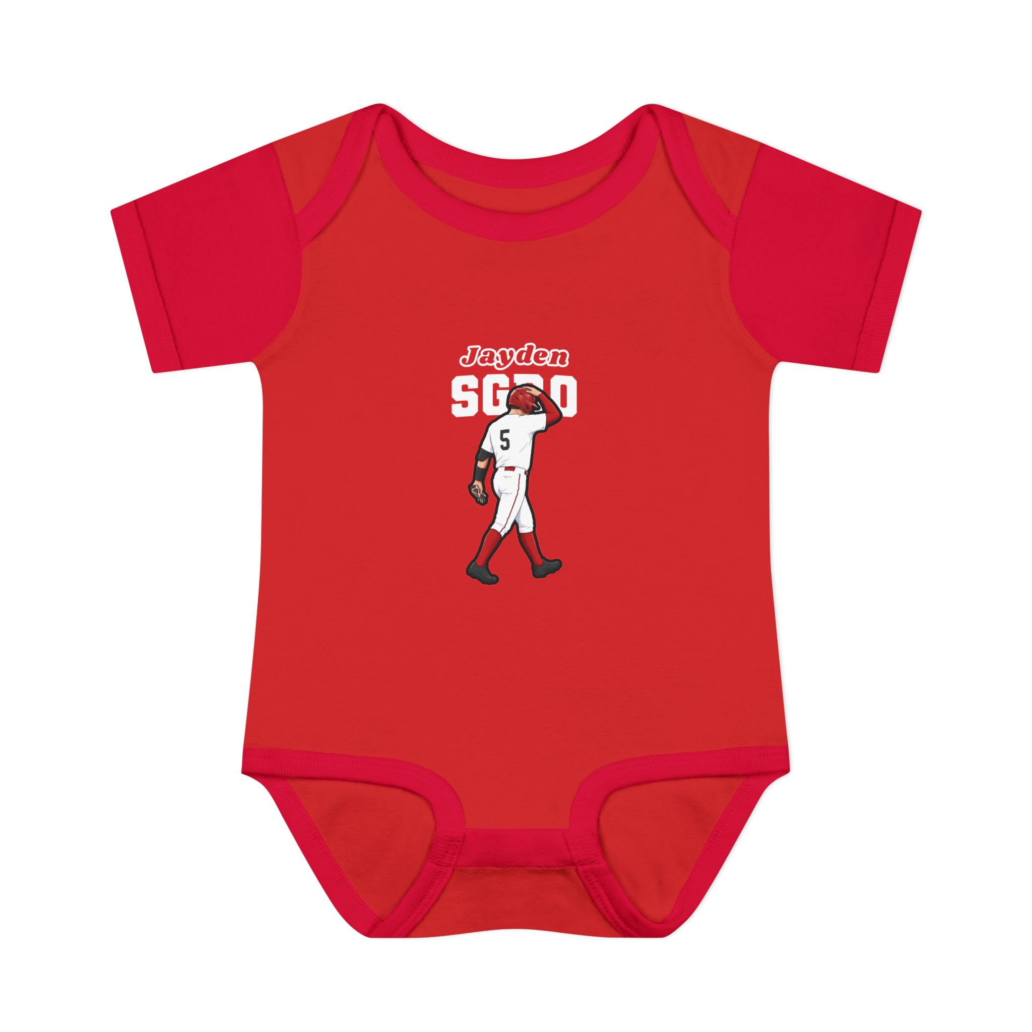 Baby Onesie — character_name_arch in Red