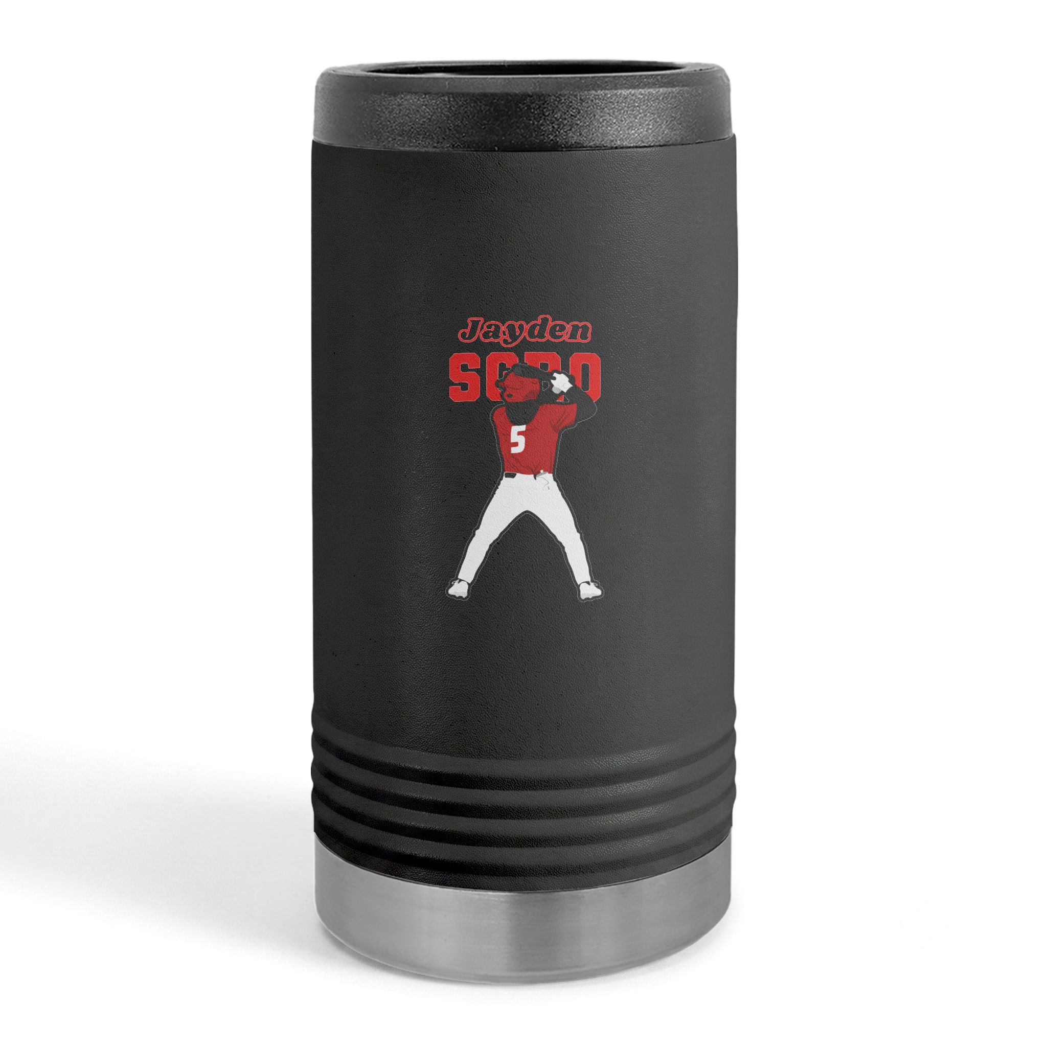 Slim Stainless Can Cooler — character_name_arch in Black