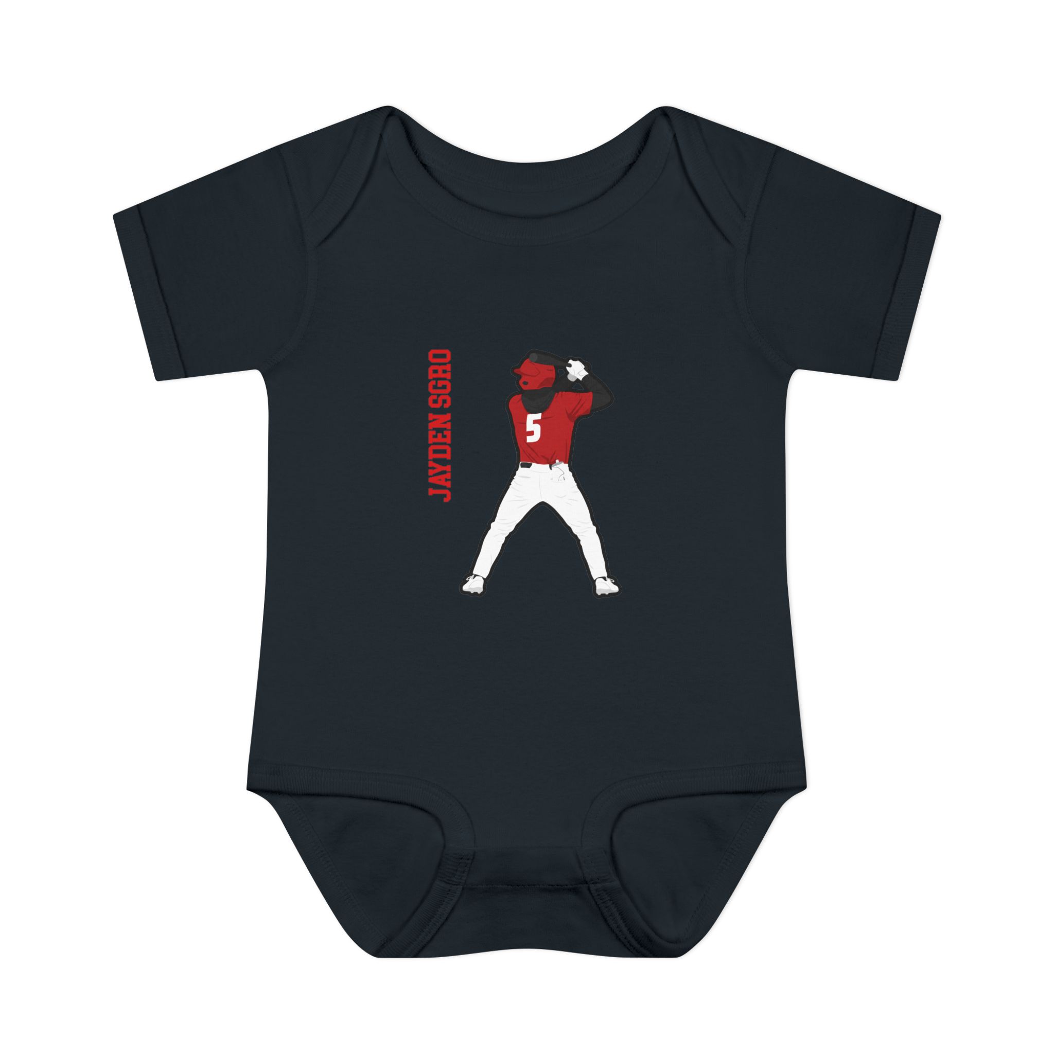 Baby Onesie — character_name_vertical in Black