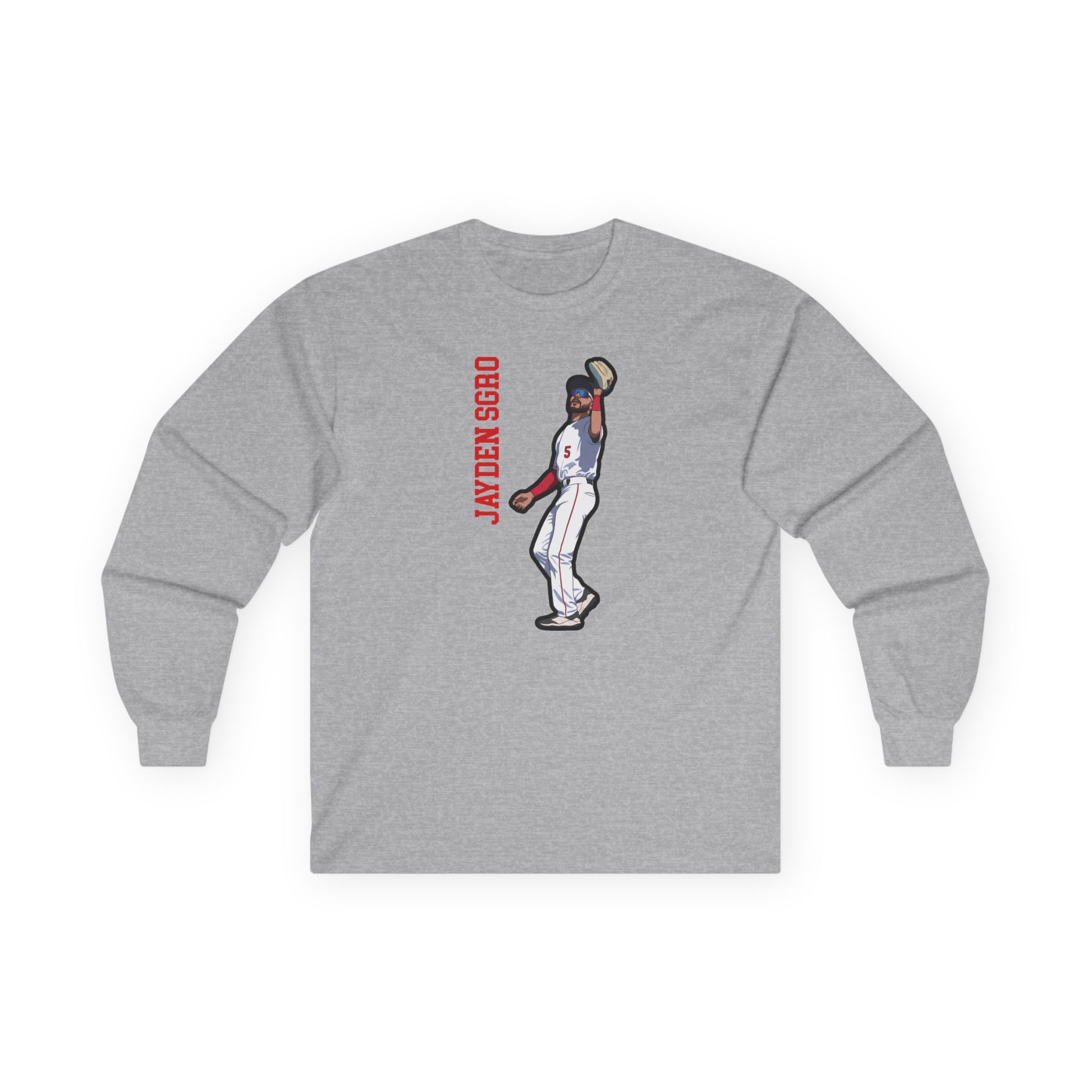 Long Sleeve Tee — character_name_vertical in Grey