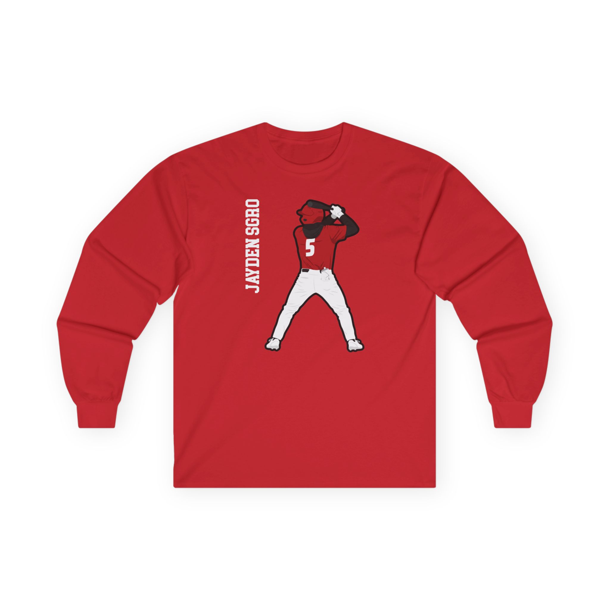 Long Sleeve Tee — character_name_vertical in Red