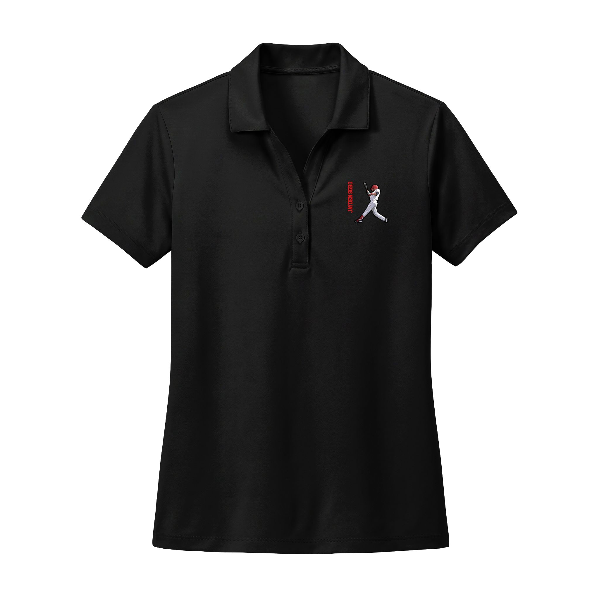 Women's Polo — character_name_vertical in Black