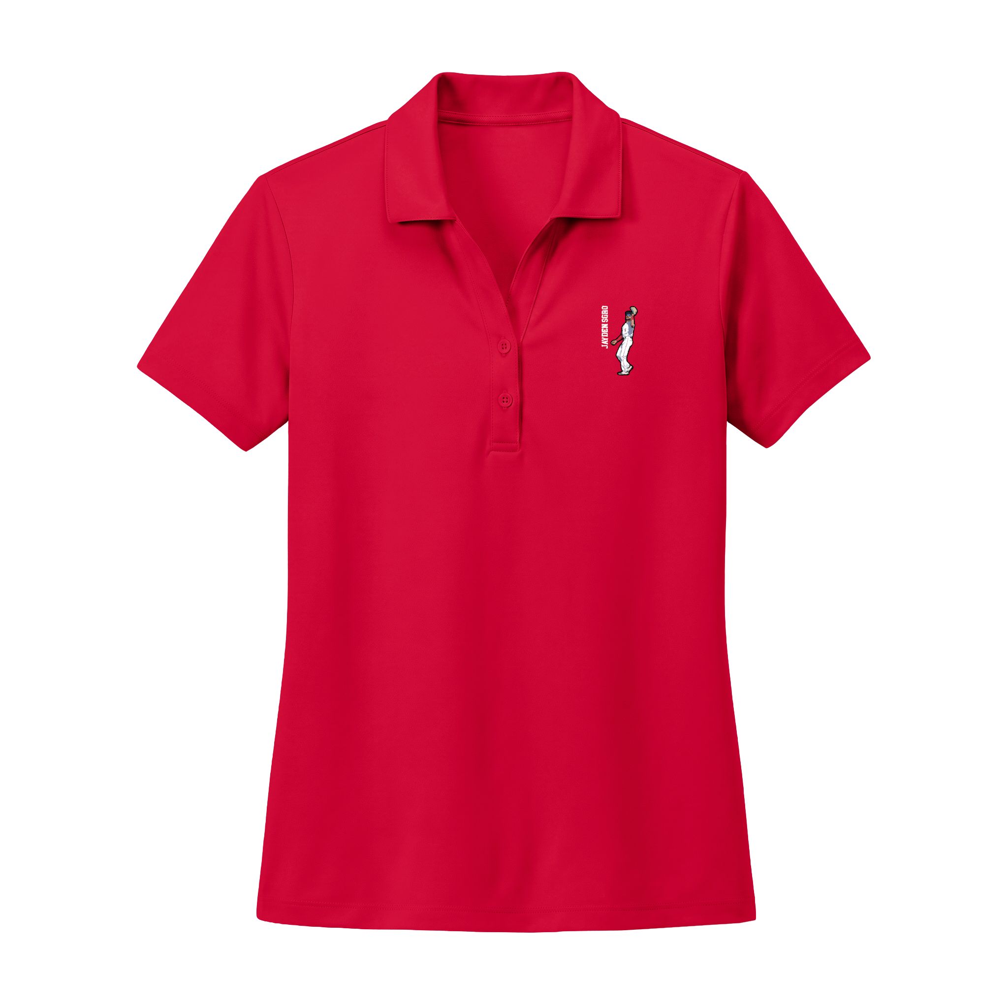 Women's Polo — character_name_vertical in Red