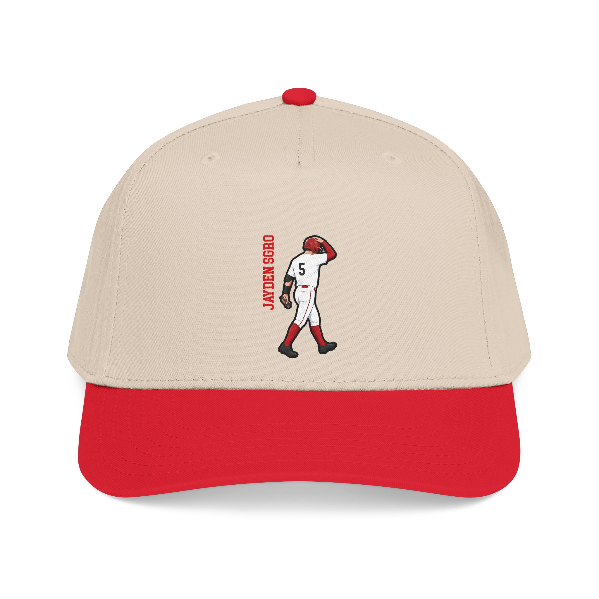 Baseball Cap — character_name_vertical in Red / Natural
