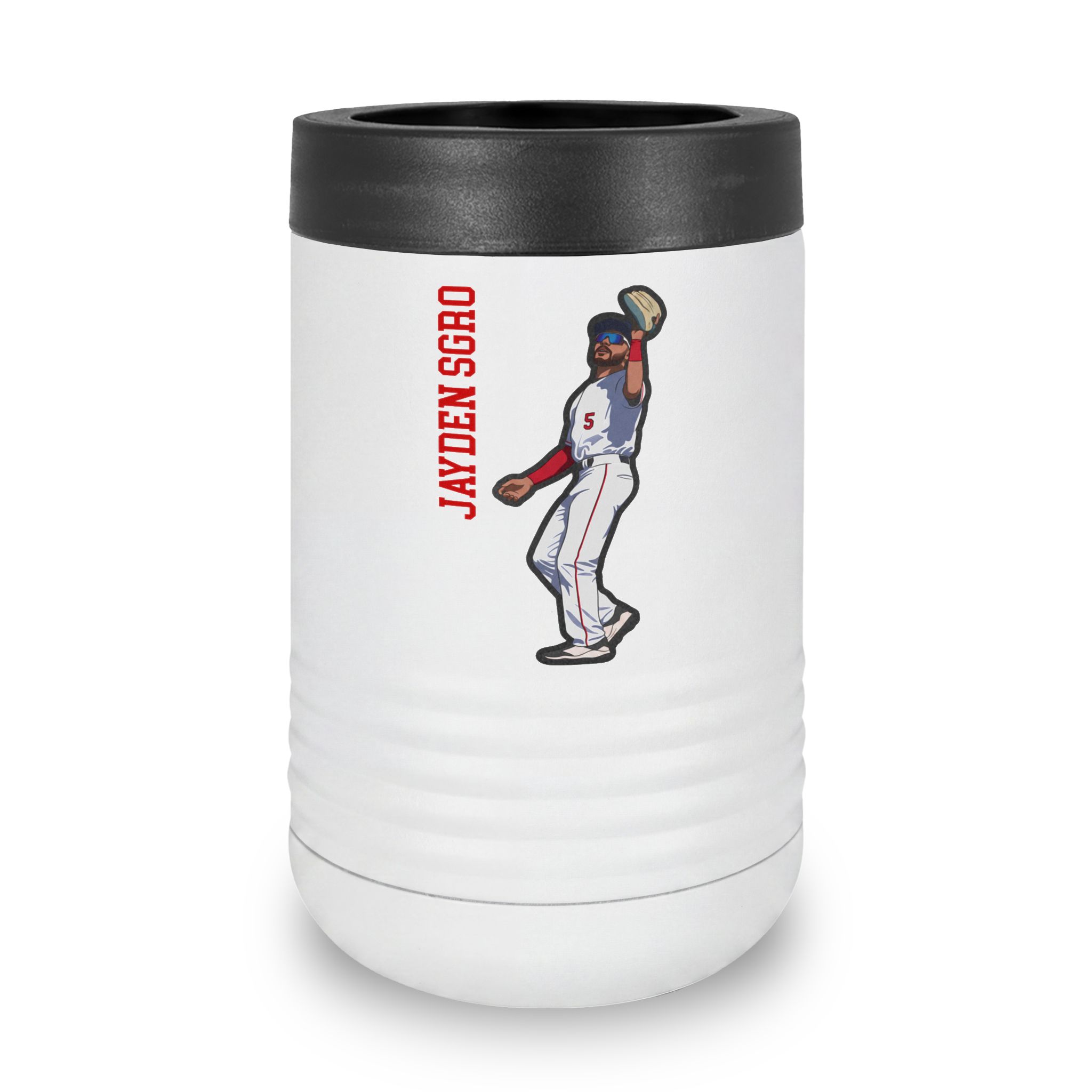 Stainless Can Cooler — character_name_vertical in White