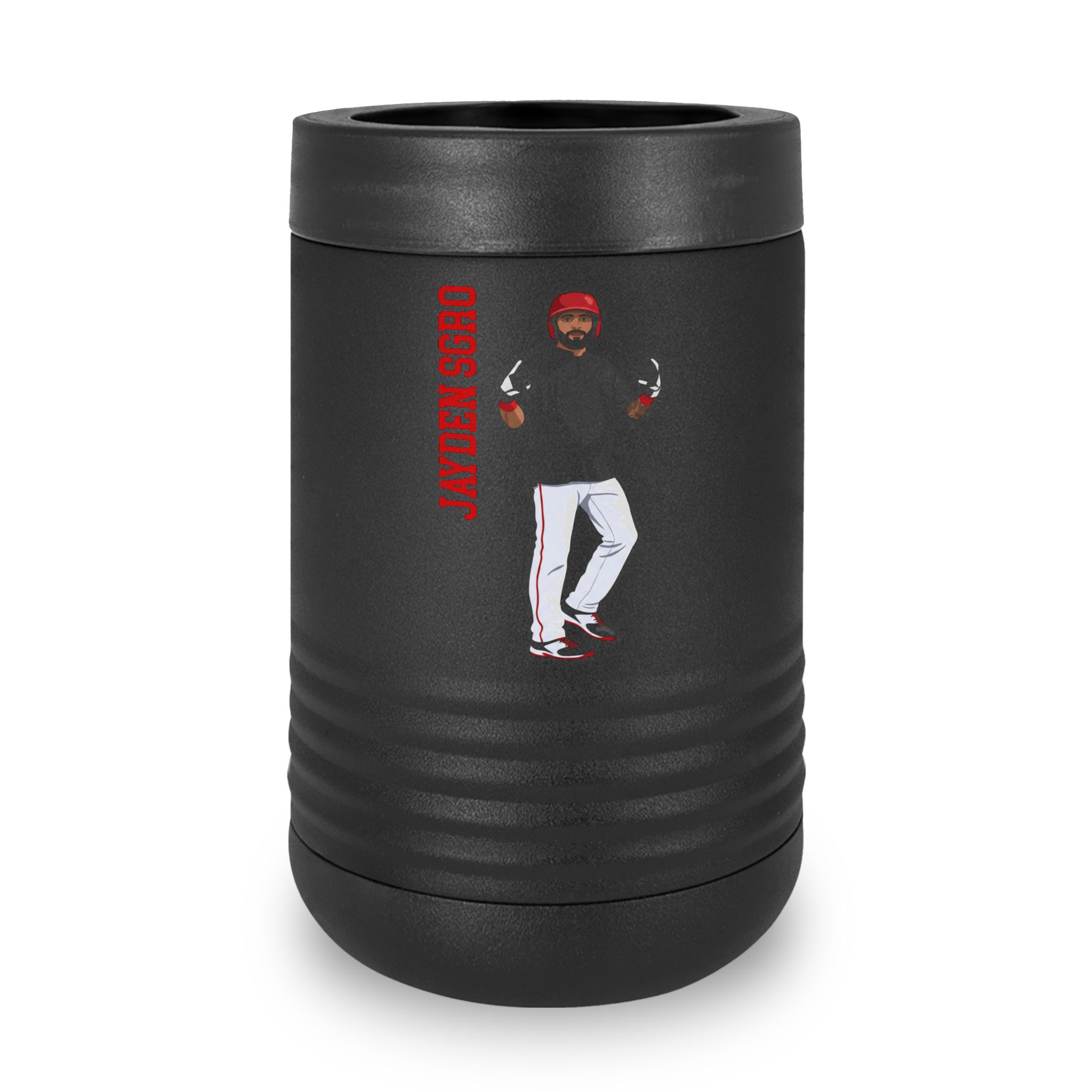 Stainless Can Cooler — character_name_vertical in Black