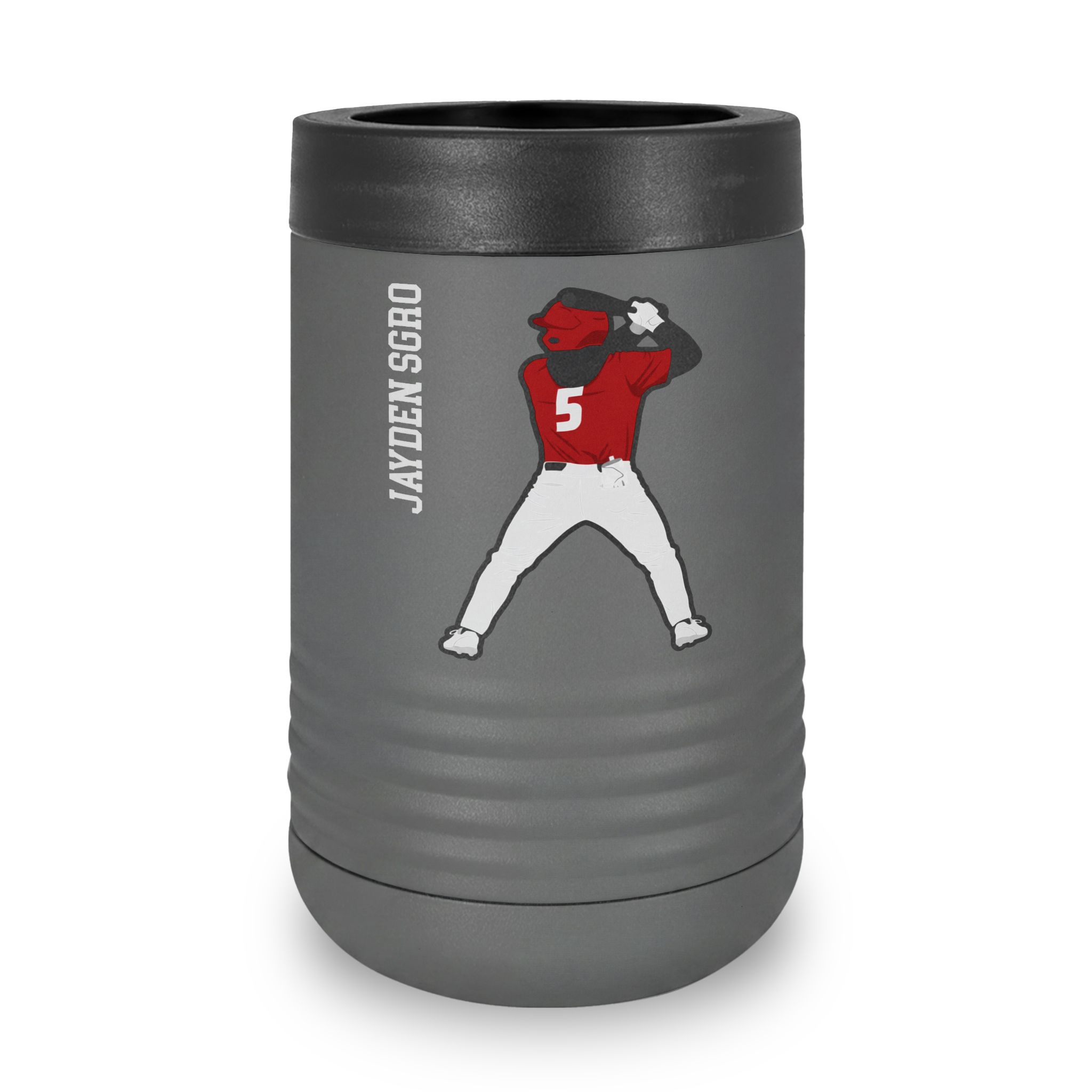 Stainless Can Cooler — character_name_vertical in Grey