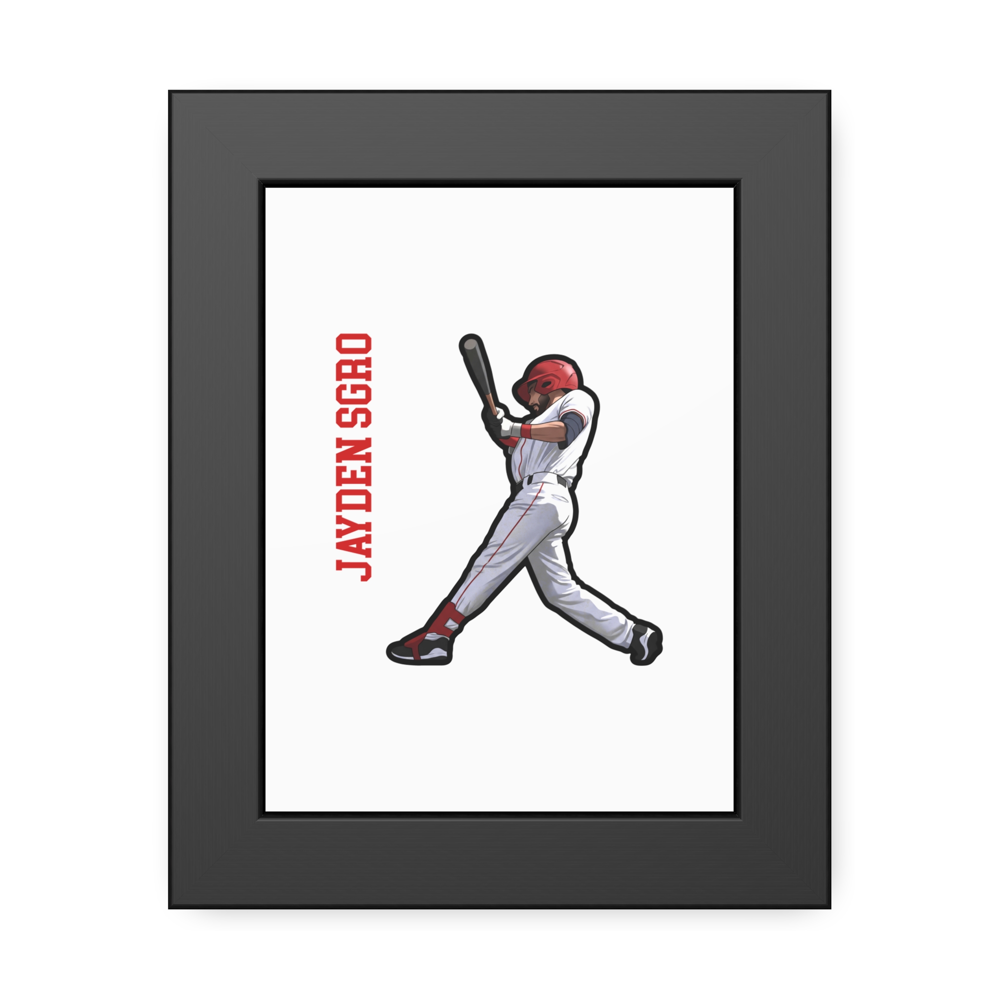 Framed Poster — character_name_vertical in Black