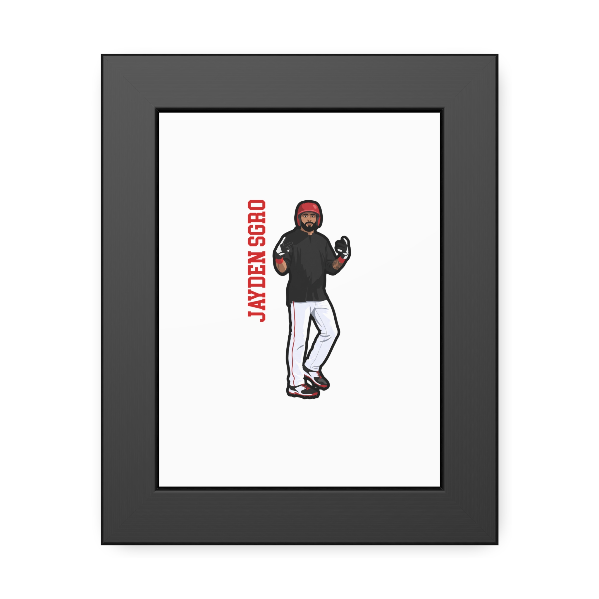 Framed Poster — character_name_vertical in Black