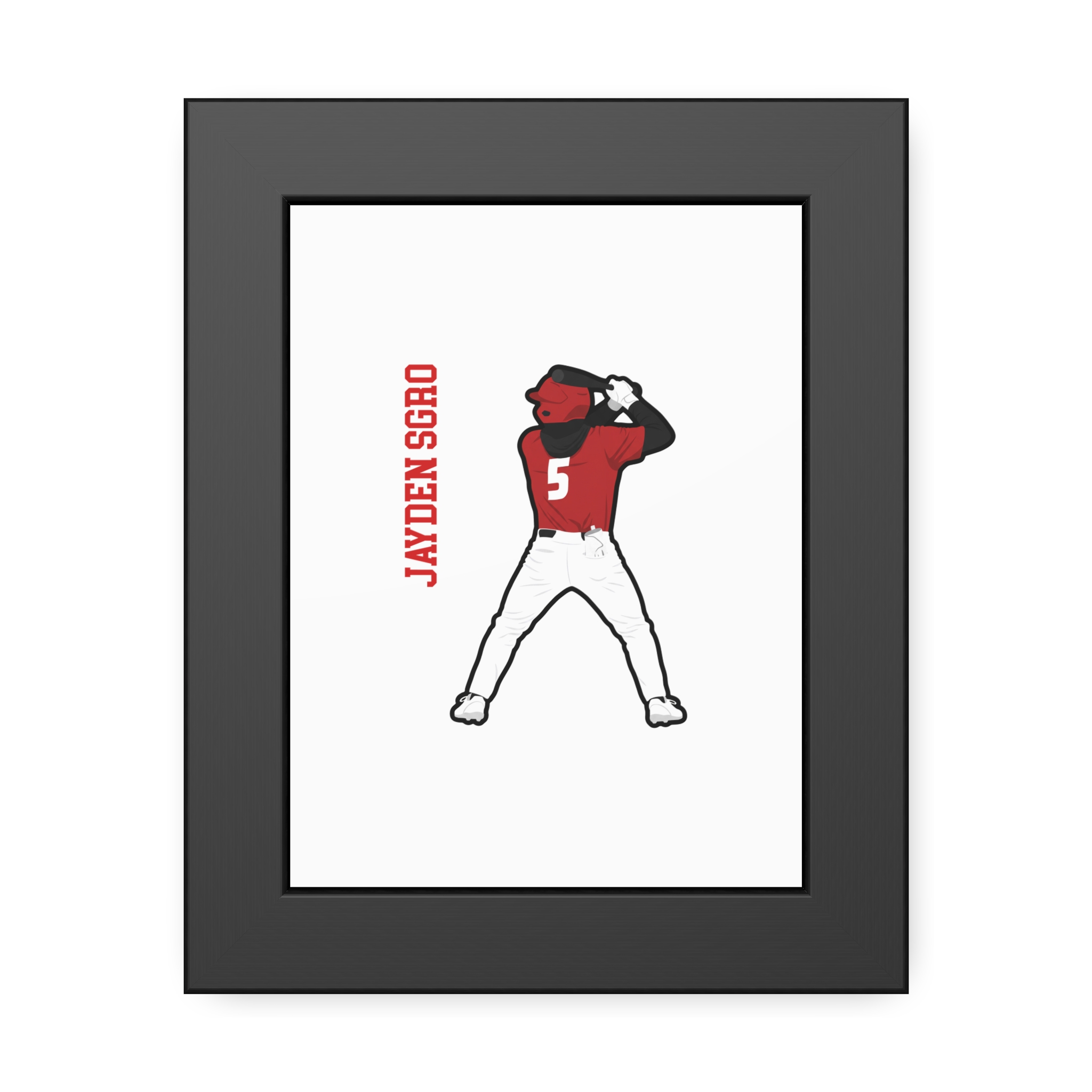 Framed Poster — character_name_vertical in Black