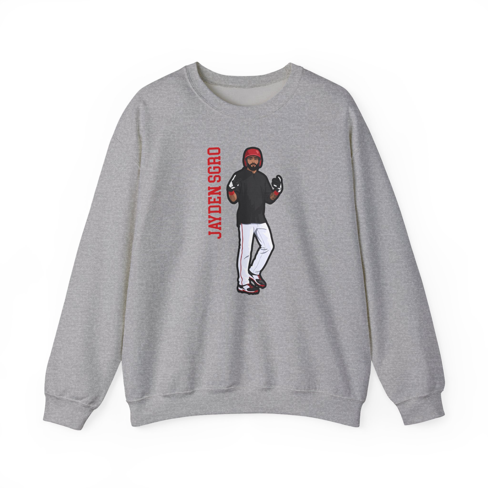 Crewneck Sweatshirt — character_name_vertical in Grey