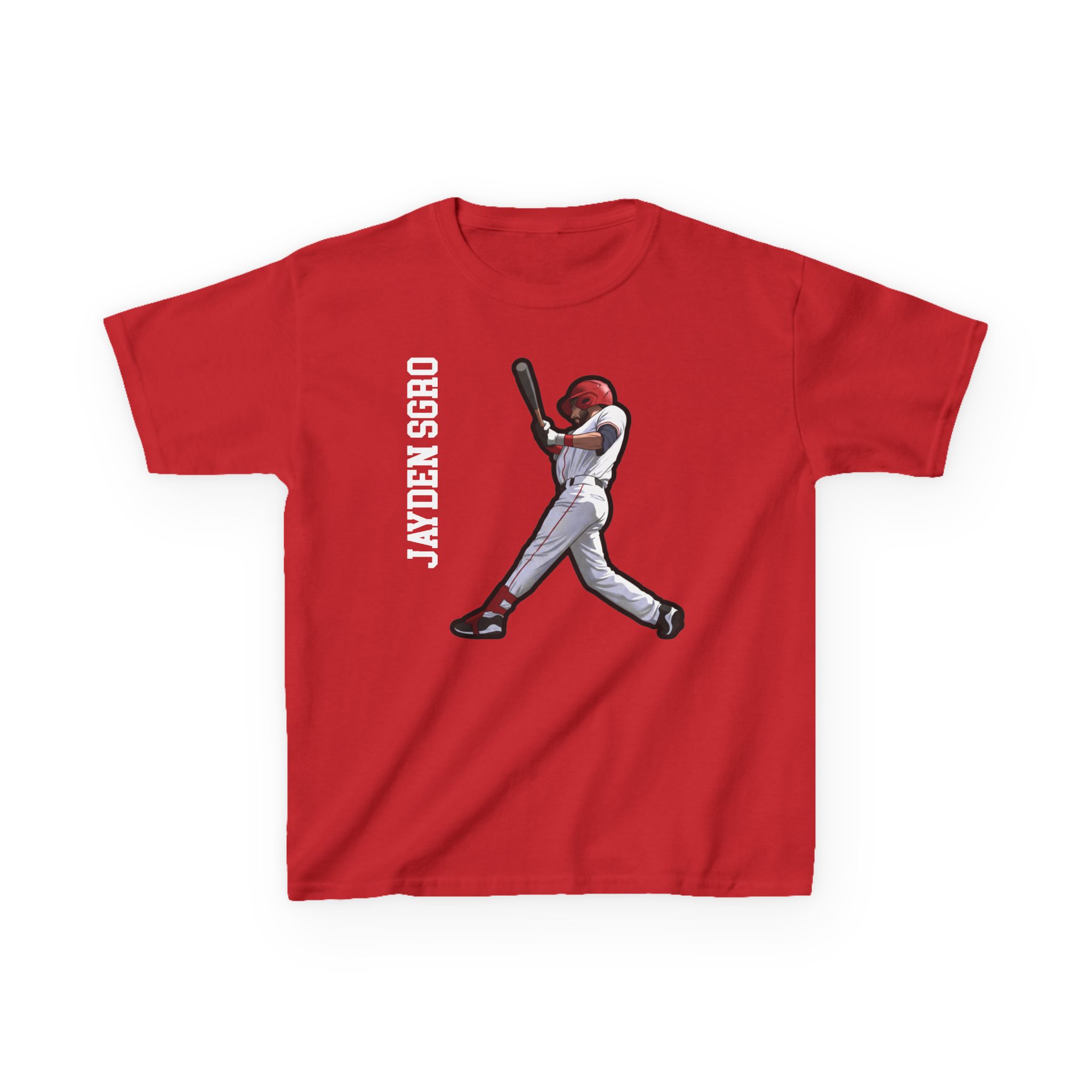 Youth Tee — character_name_vertical in Red