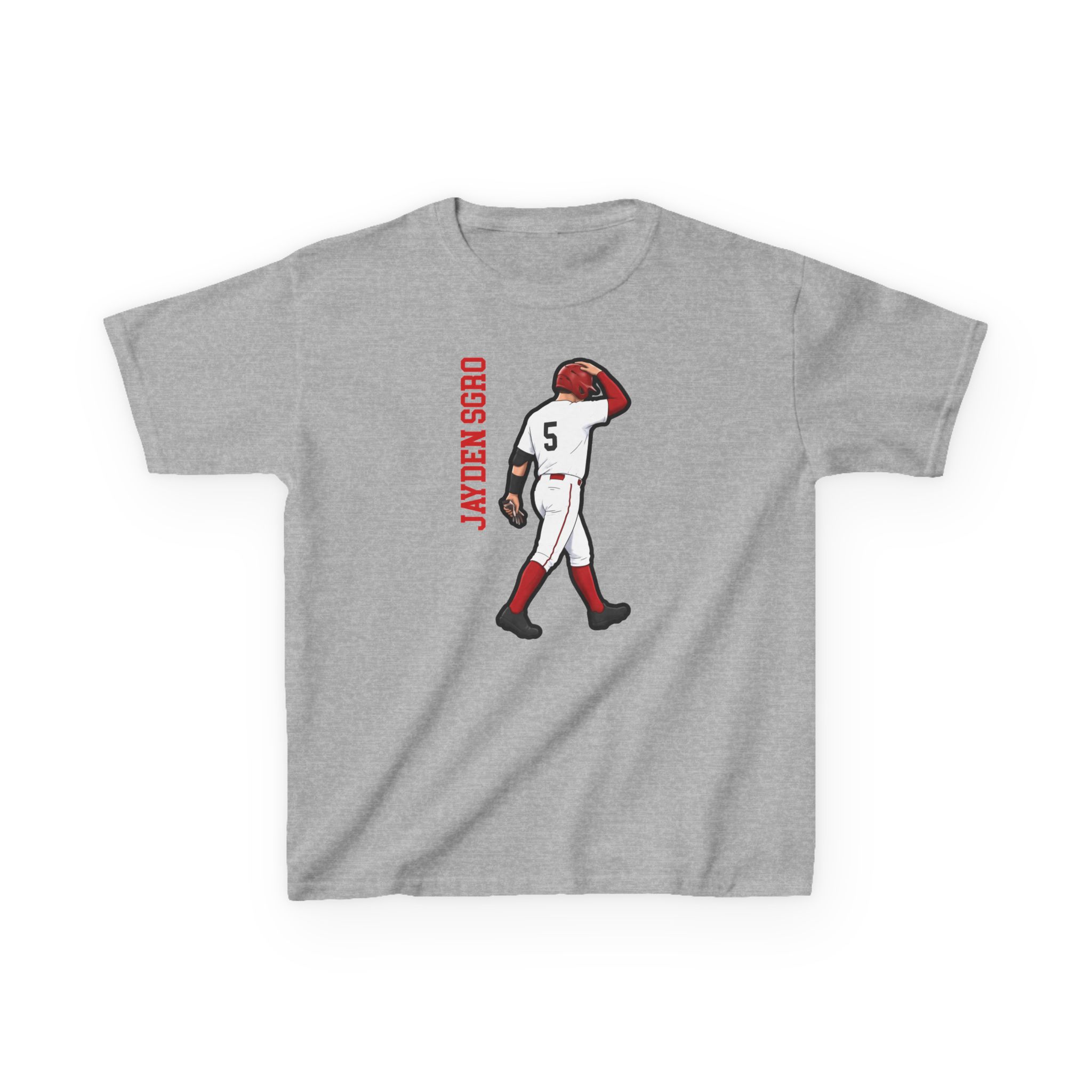 Youth Tee — character_name_vertical in Grey