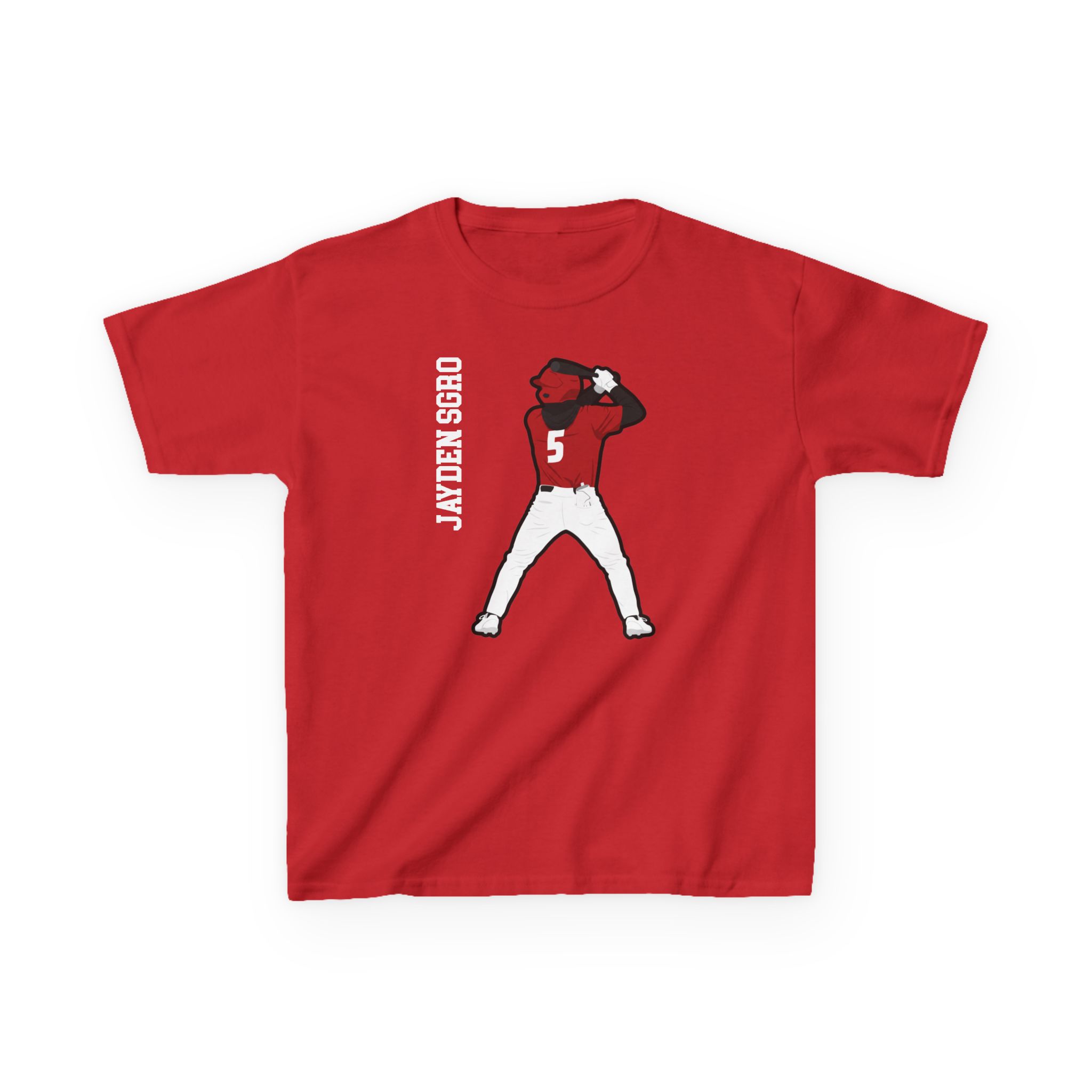 Youth Tee — character_name_vertical in Red
