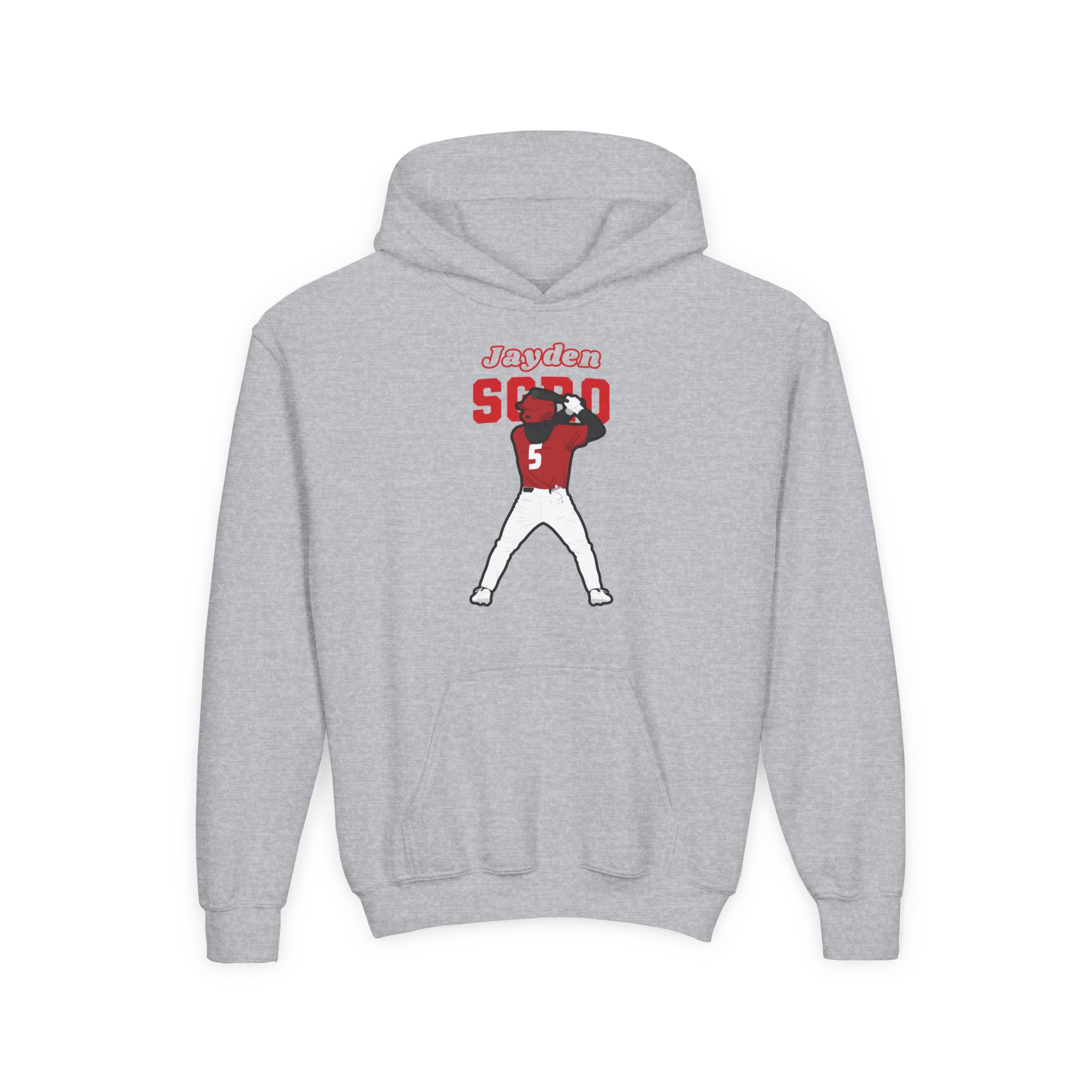 Youth Hoodie — character_name_arch in Grey