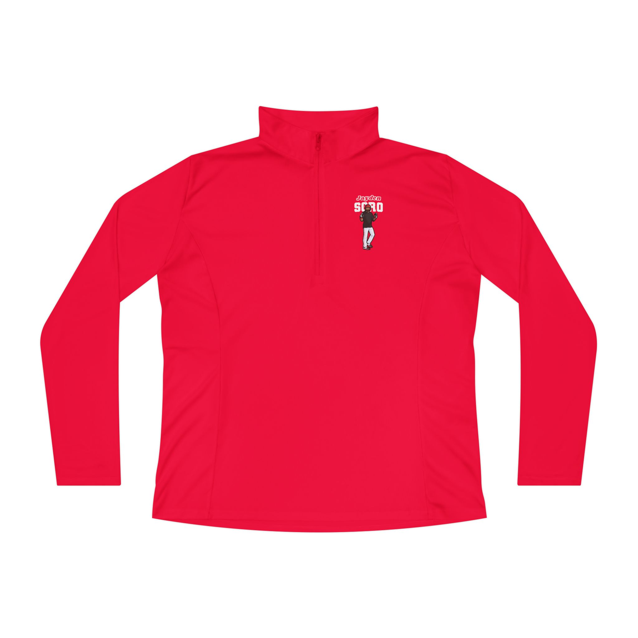 Women's Q-Zip Pullover — character_name_arch in Red
