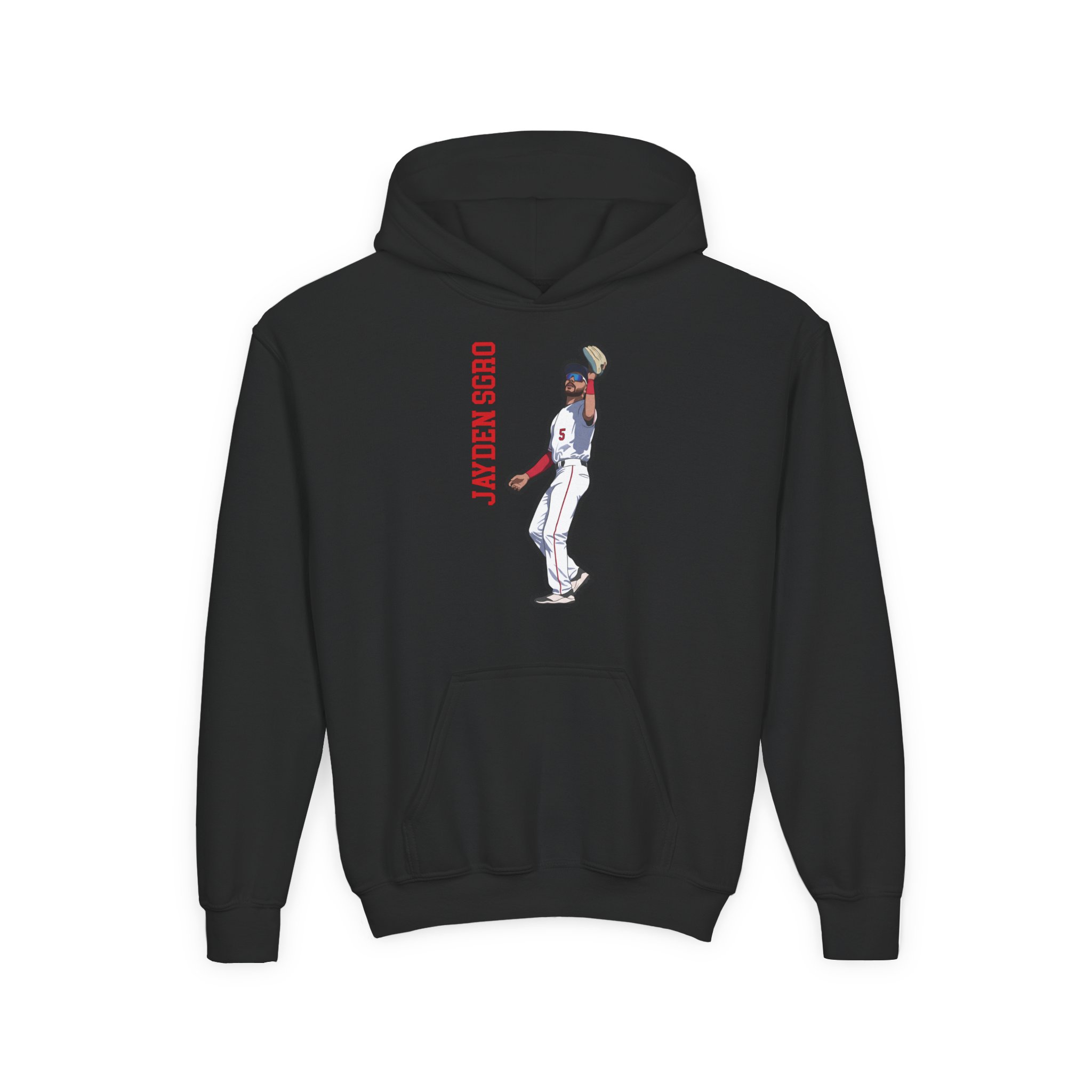 Youth Hoodie — character_name_vertical in Black