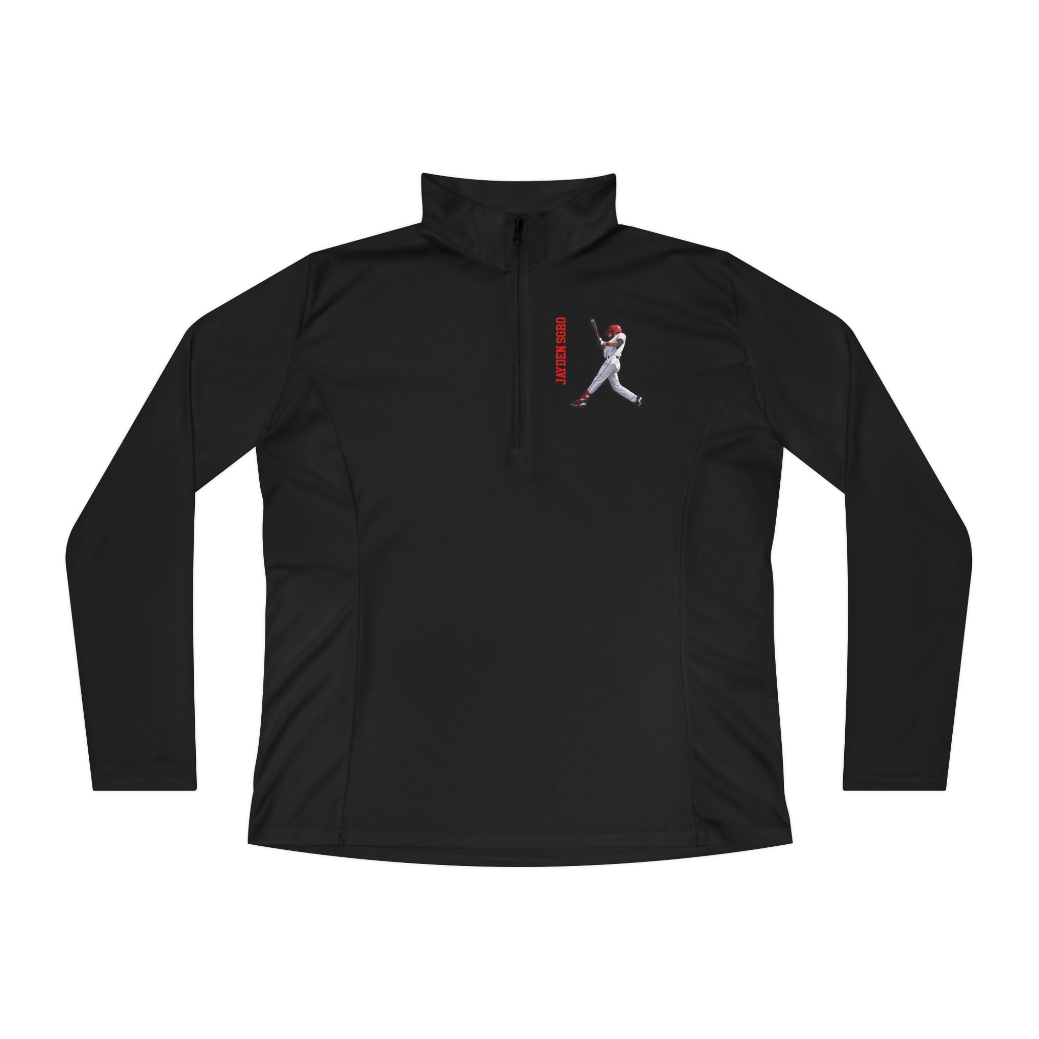 Women's Q-Zip Pullover — character_name_vertical in Black