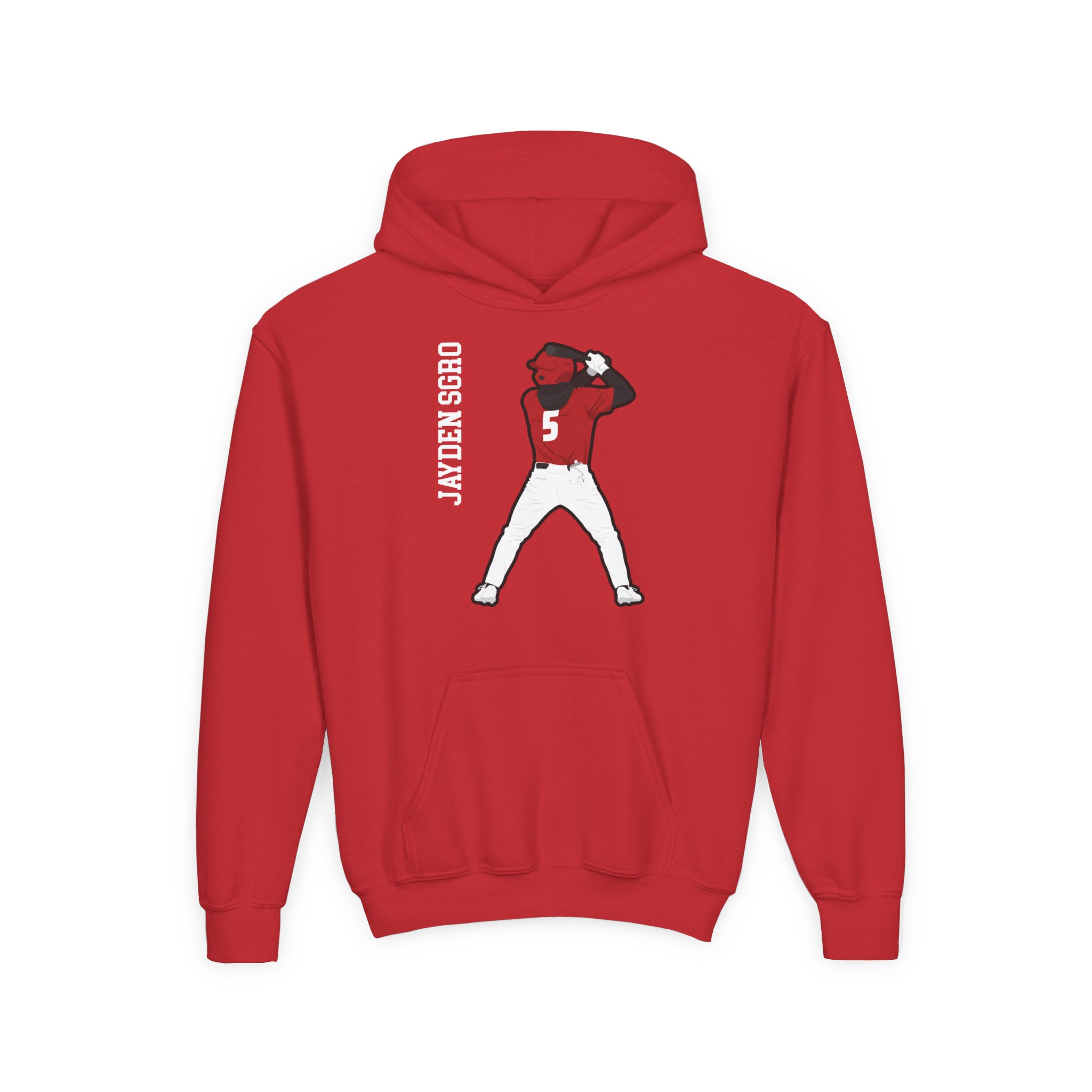 Youth Hoodie — character_name_vertical in Red