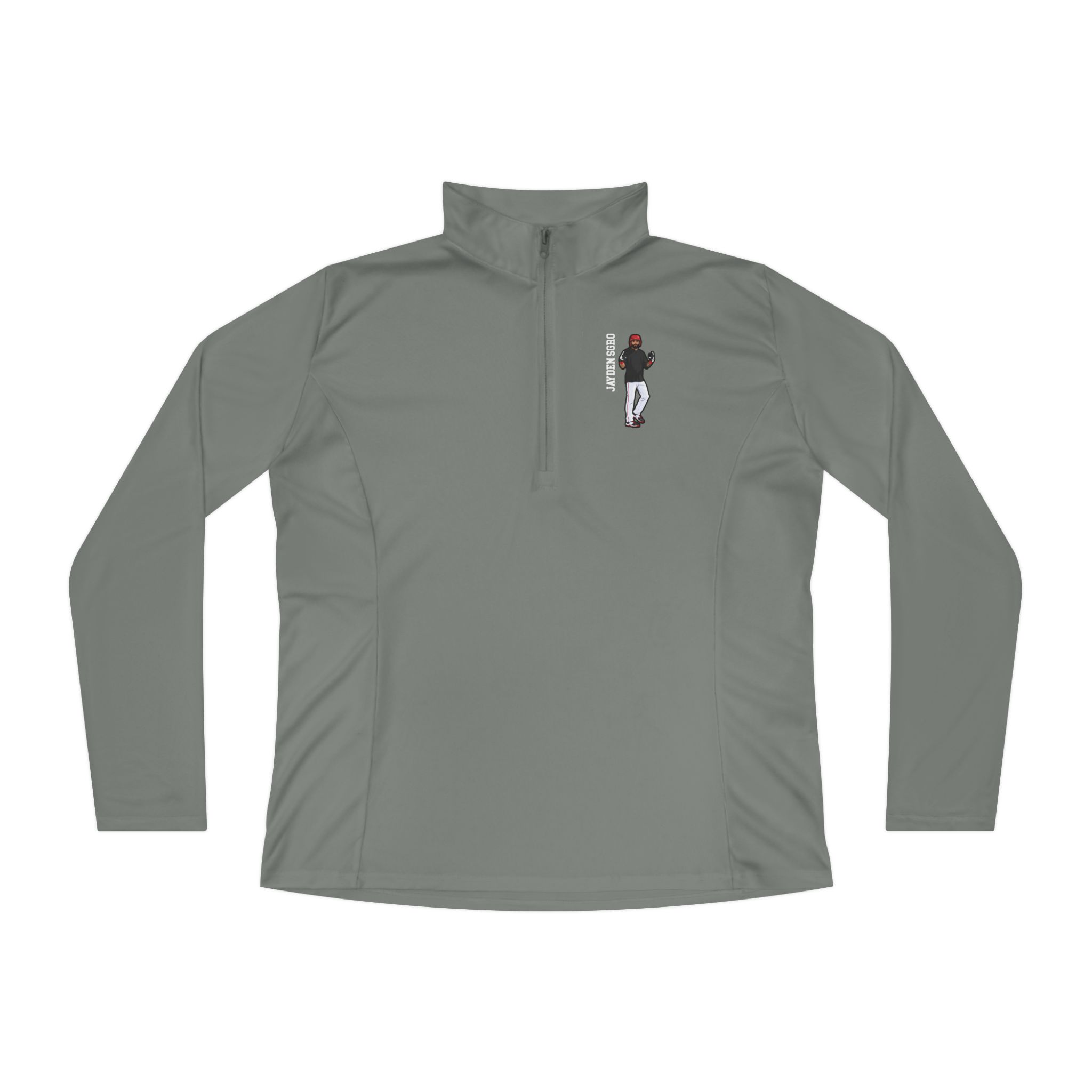 Women's Q-Zip Pullover — character_name_vertical in Grey