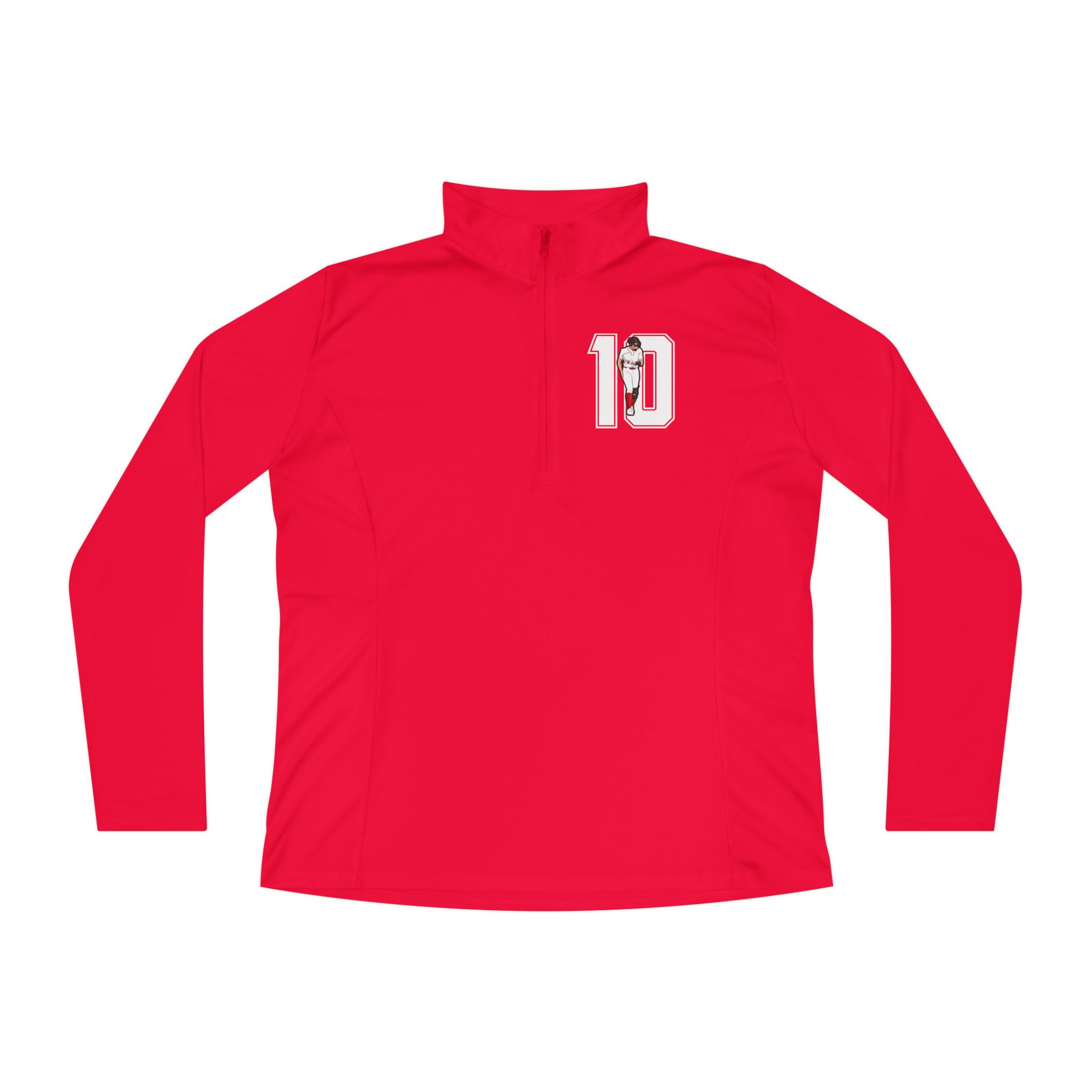 Women's Q-Zip Pullover — character_number in Red