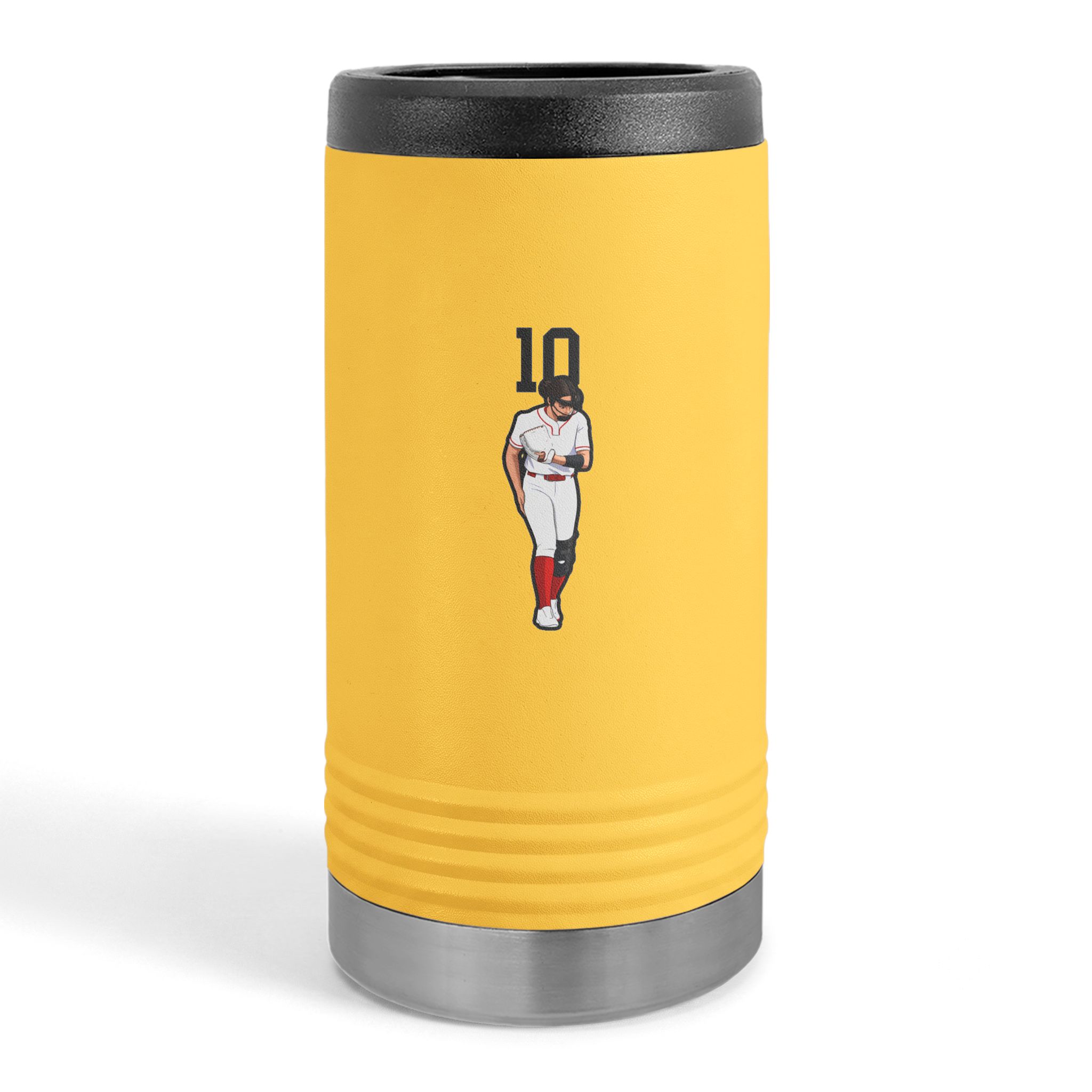 Slim Stainless Can Cooler — character_number_top in Yellow