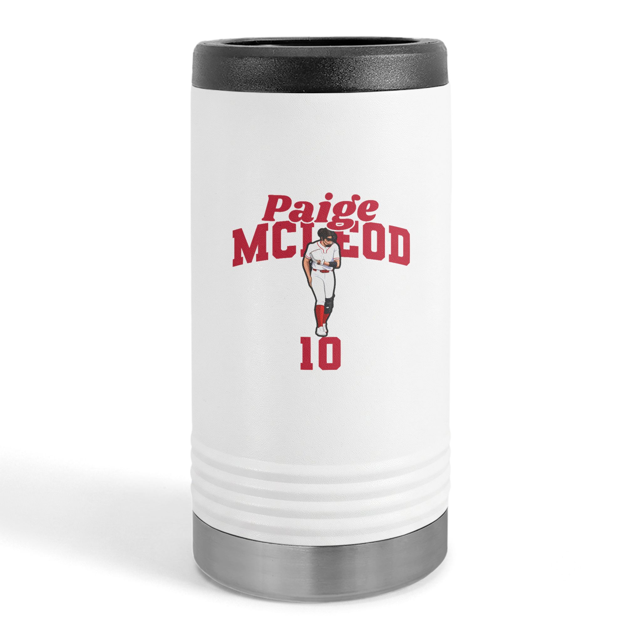 Slim Stainless Can Cooler — character_signature_arch in White