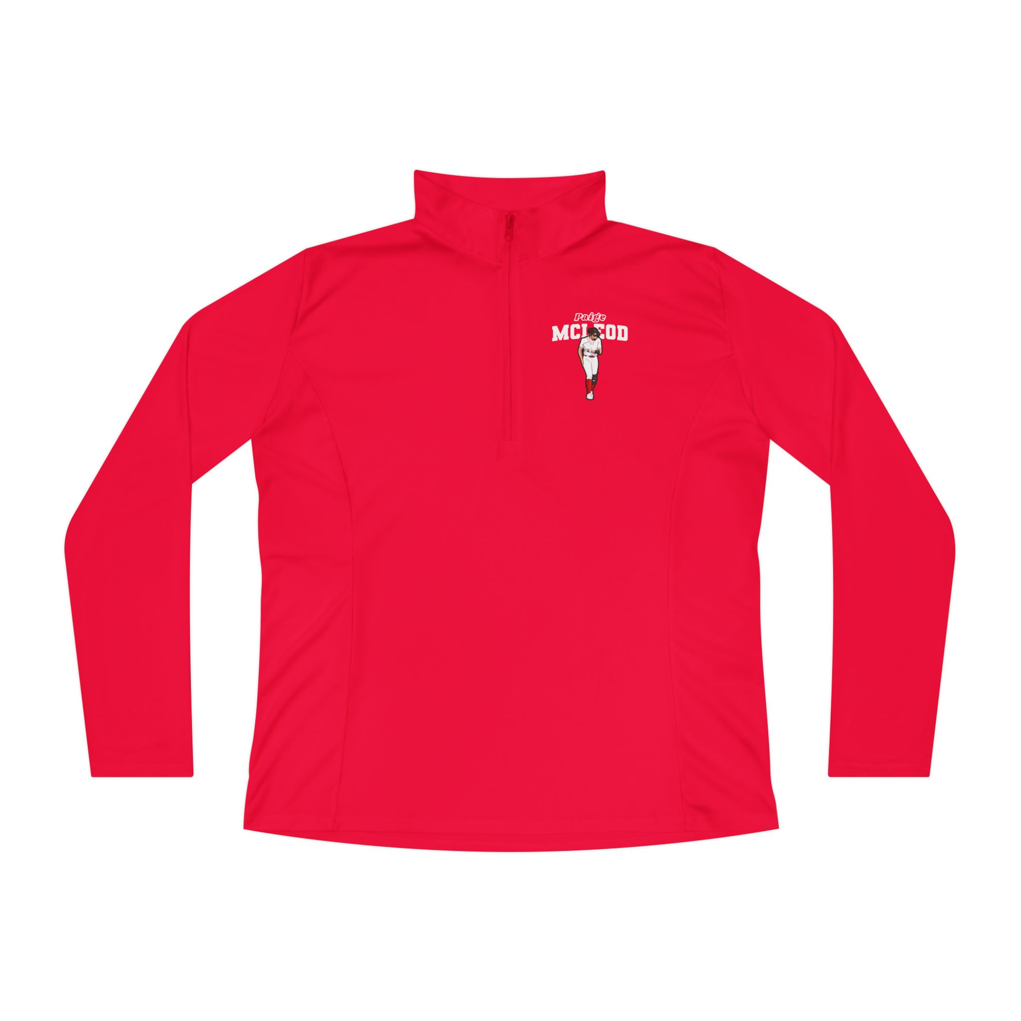 Women's Q-Zip Pullover — character_name_arch in Red