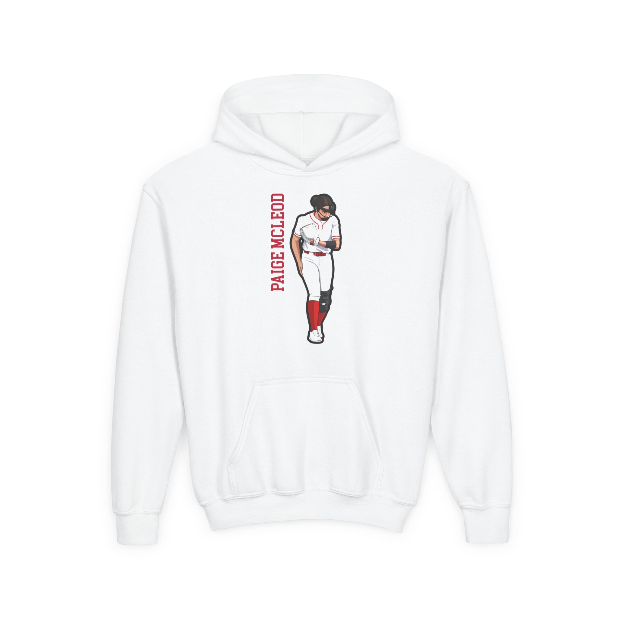 Youth Hoodie — character_name_vertical in White