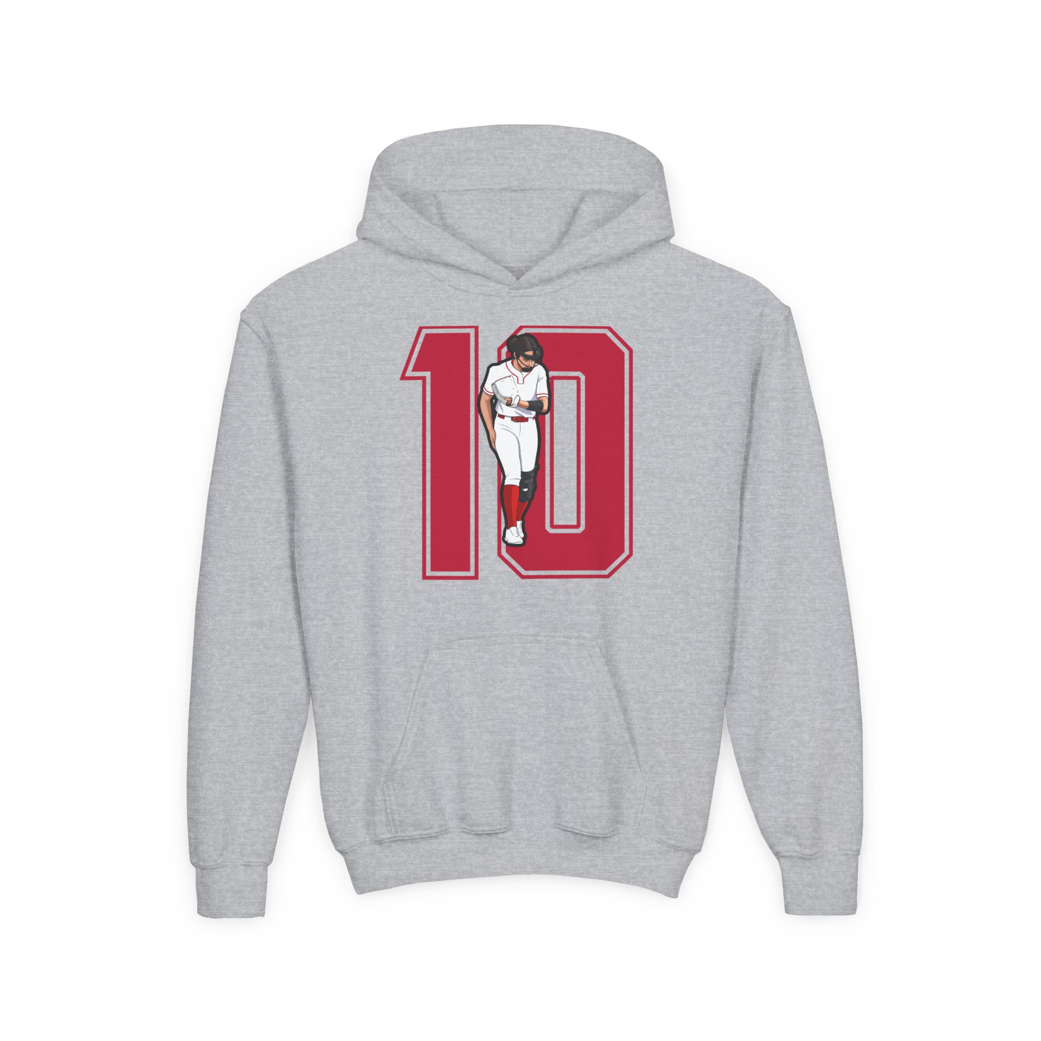 Youth Hoodie — character_number in Grey