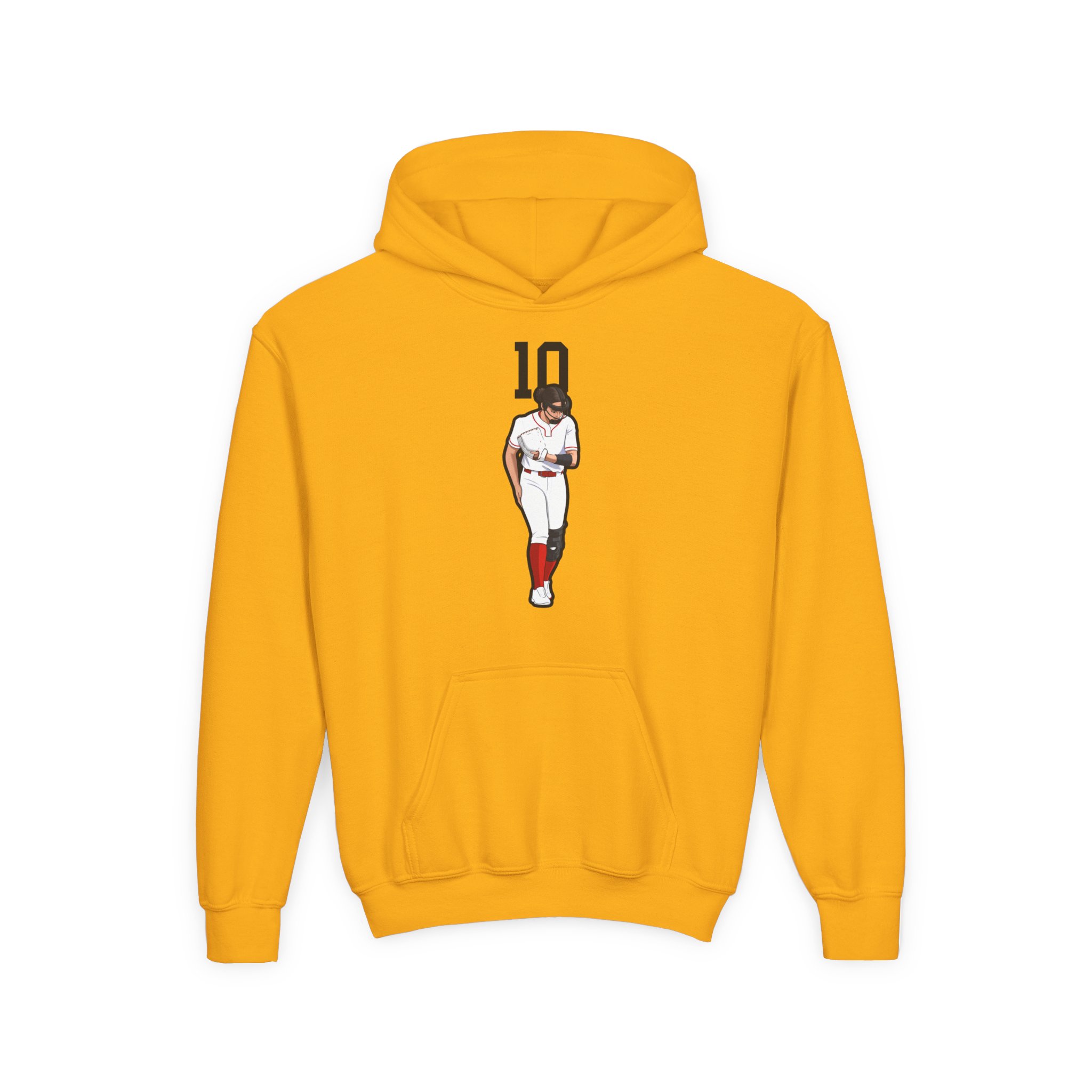 Youth Hoodie — character_number_top in Gold