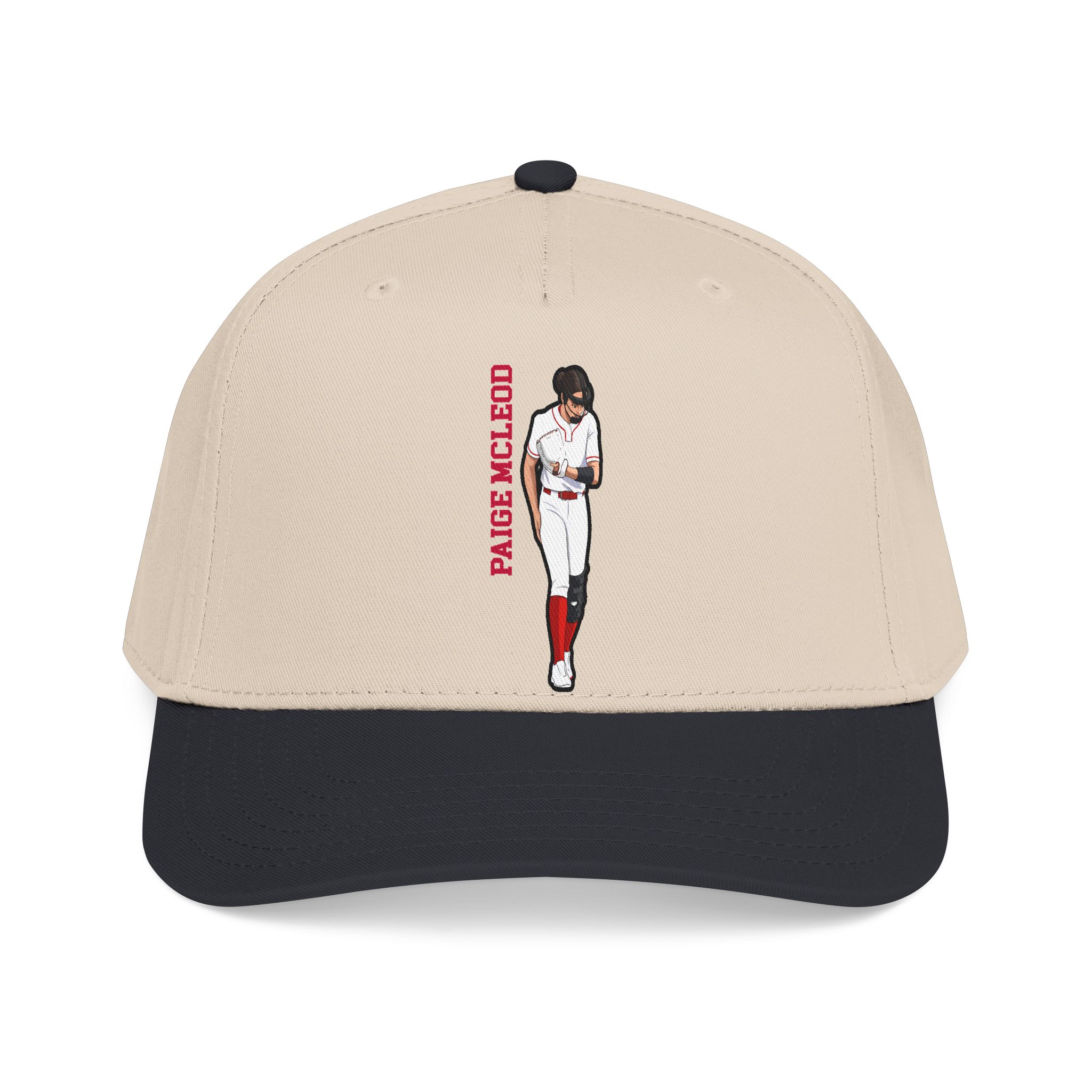 Baseball Cap — character_name_vertical in Black / Natural